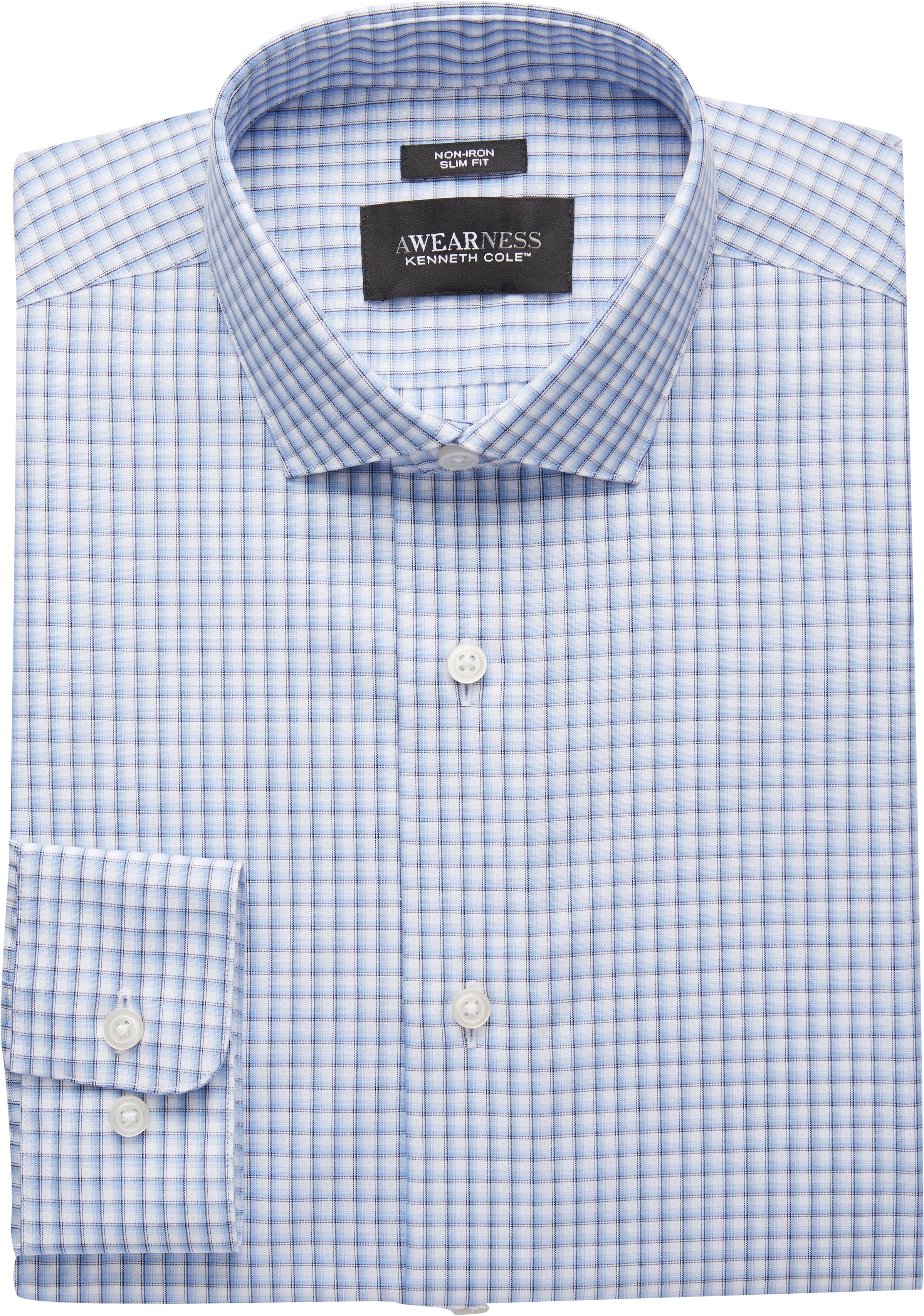 Awearness Kenneth Cole Blue Check Slim Fit Dress Shirt - Men's Sale ...