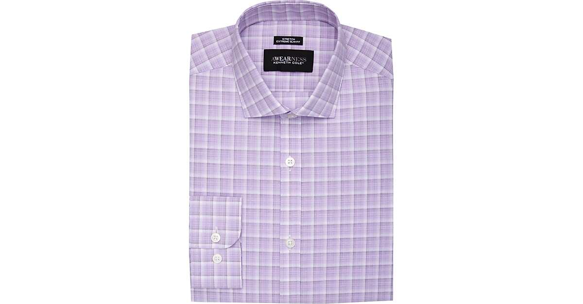 Awearness Cole Purple Plaid Extreme Slim Fit Dress Shirt Men