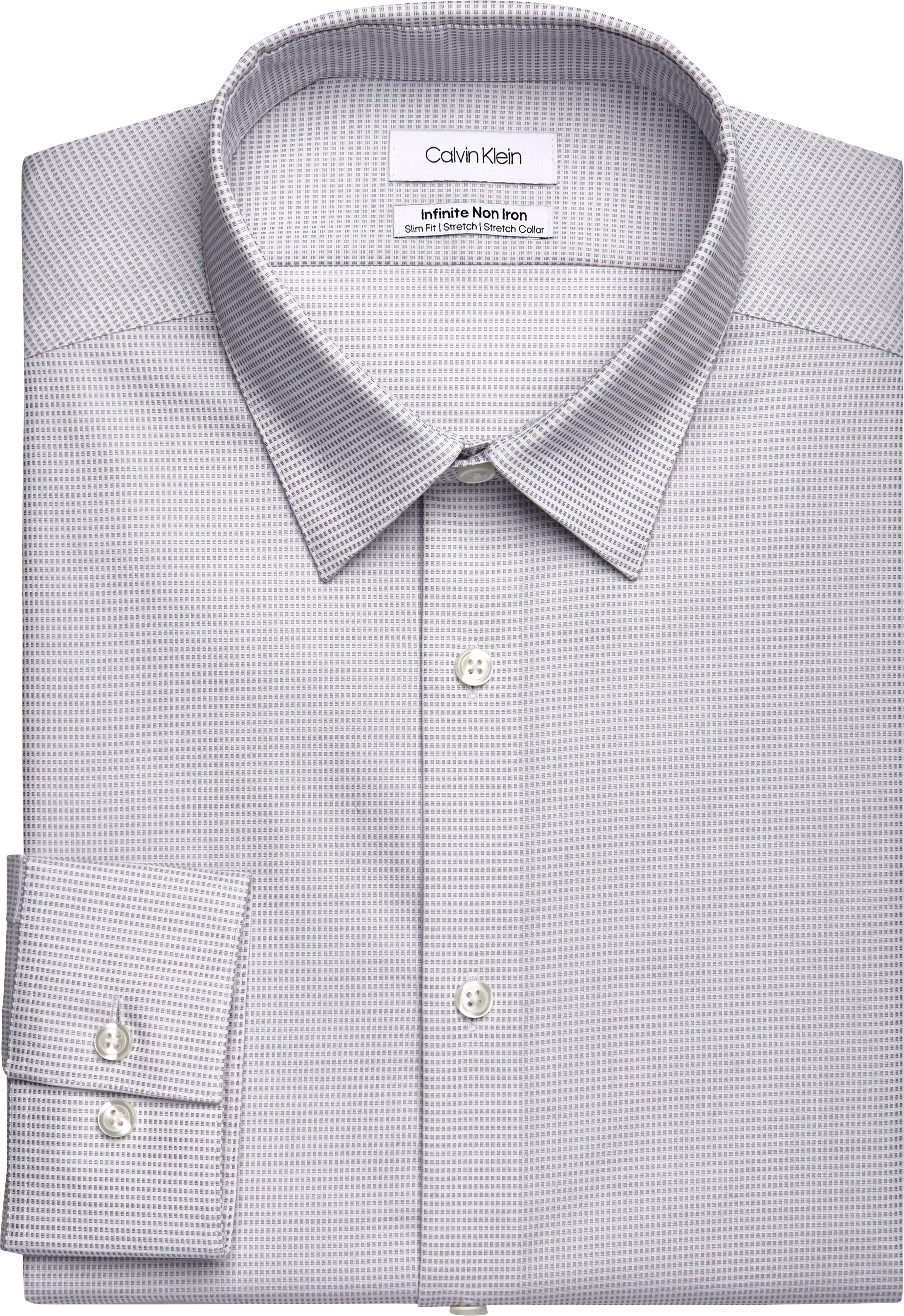 Calvin Klein Infinite Slim Fit Dress Shirt, Greystone Check - Men's Sale |  Men's Wearhouse