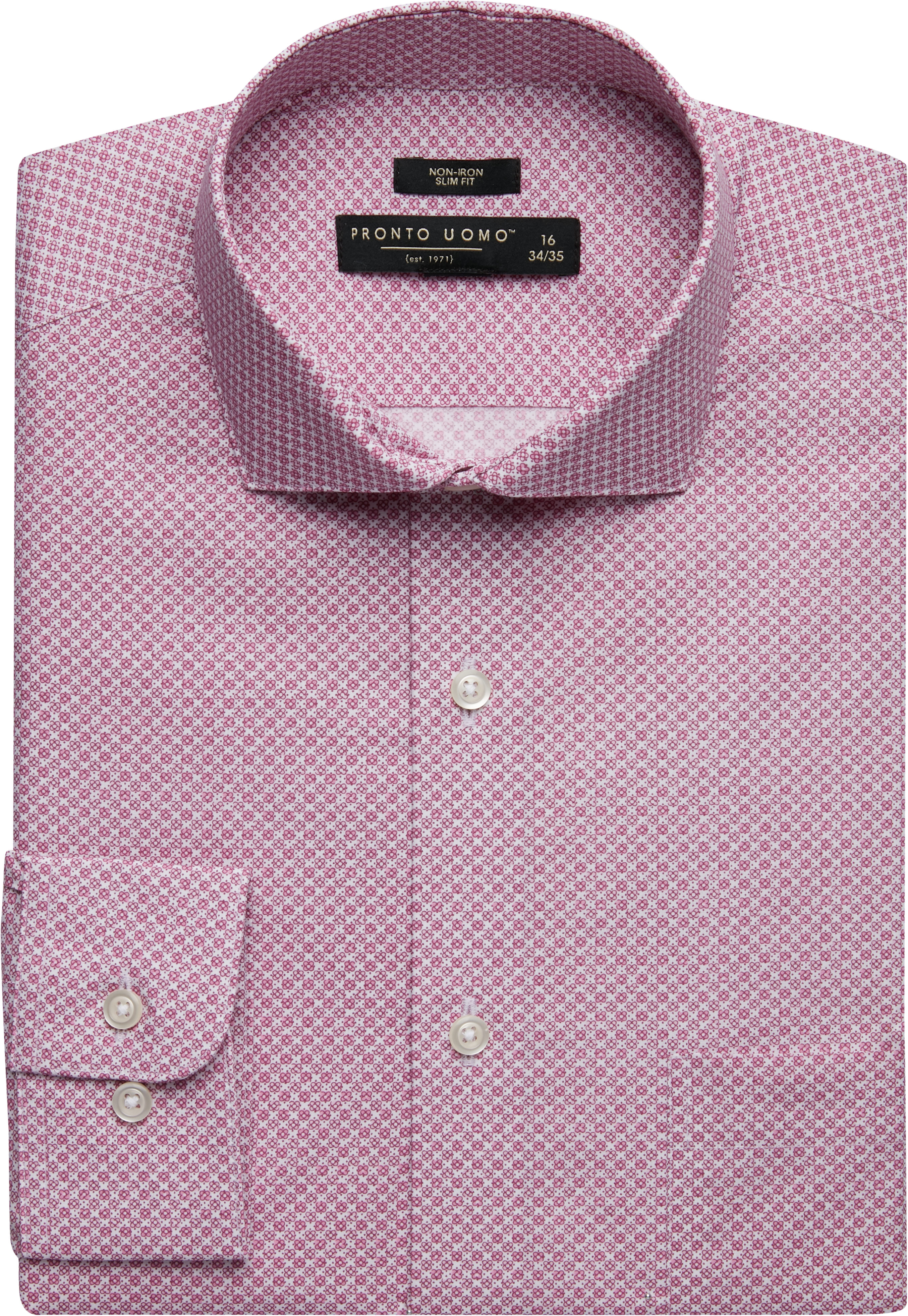 Pronto Uomo Pink Circle Flower Slim Fit Dress Shirt - Men's Sale | Men ...
