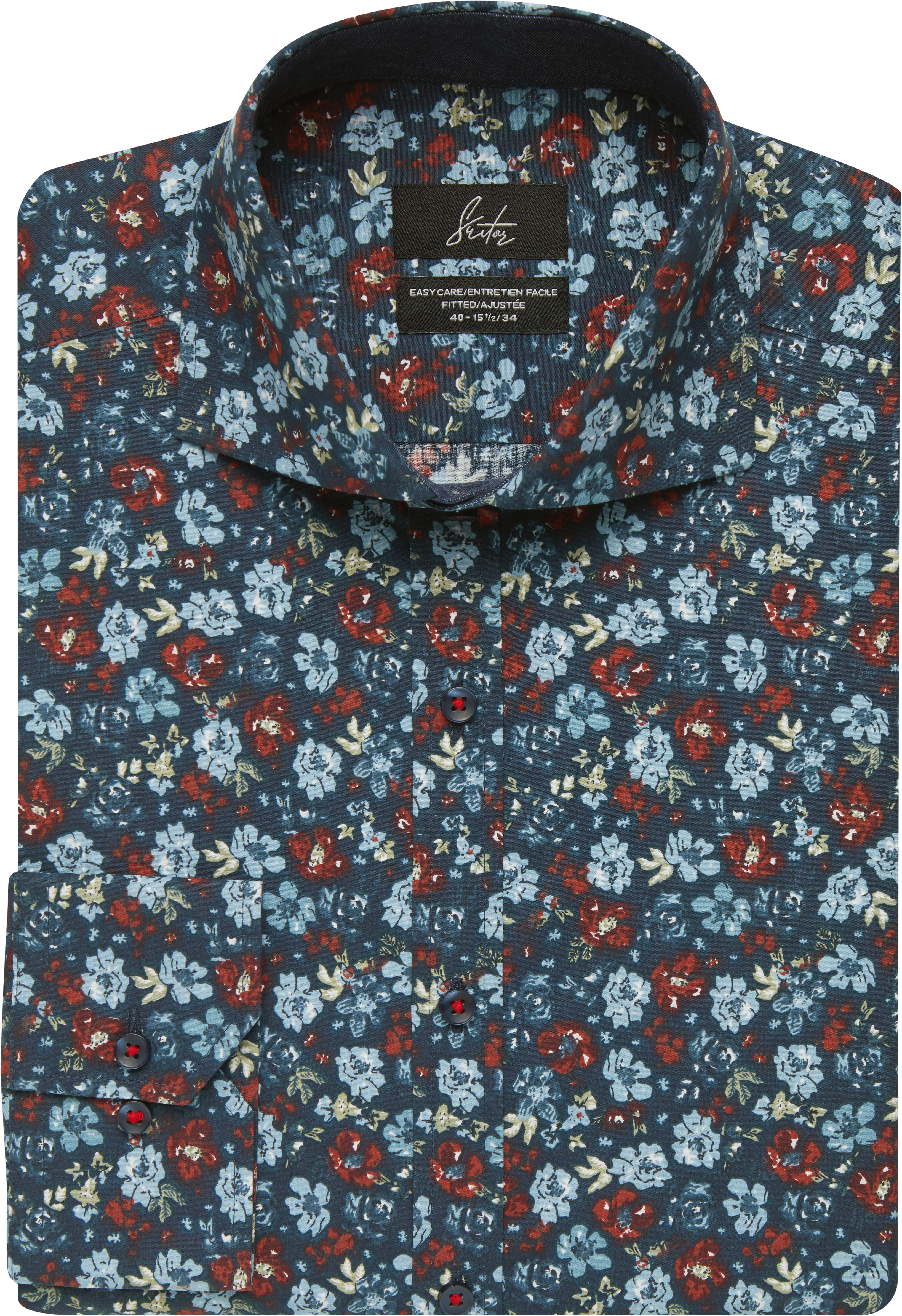 Suitor Navy Floral Slim Fit Dress Shirt - Men's Sale | Men's Wearhouse