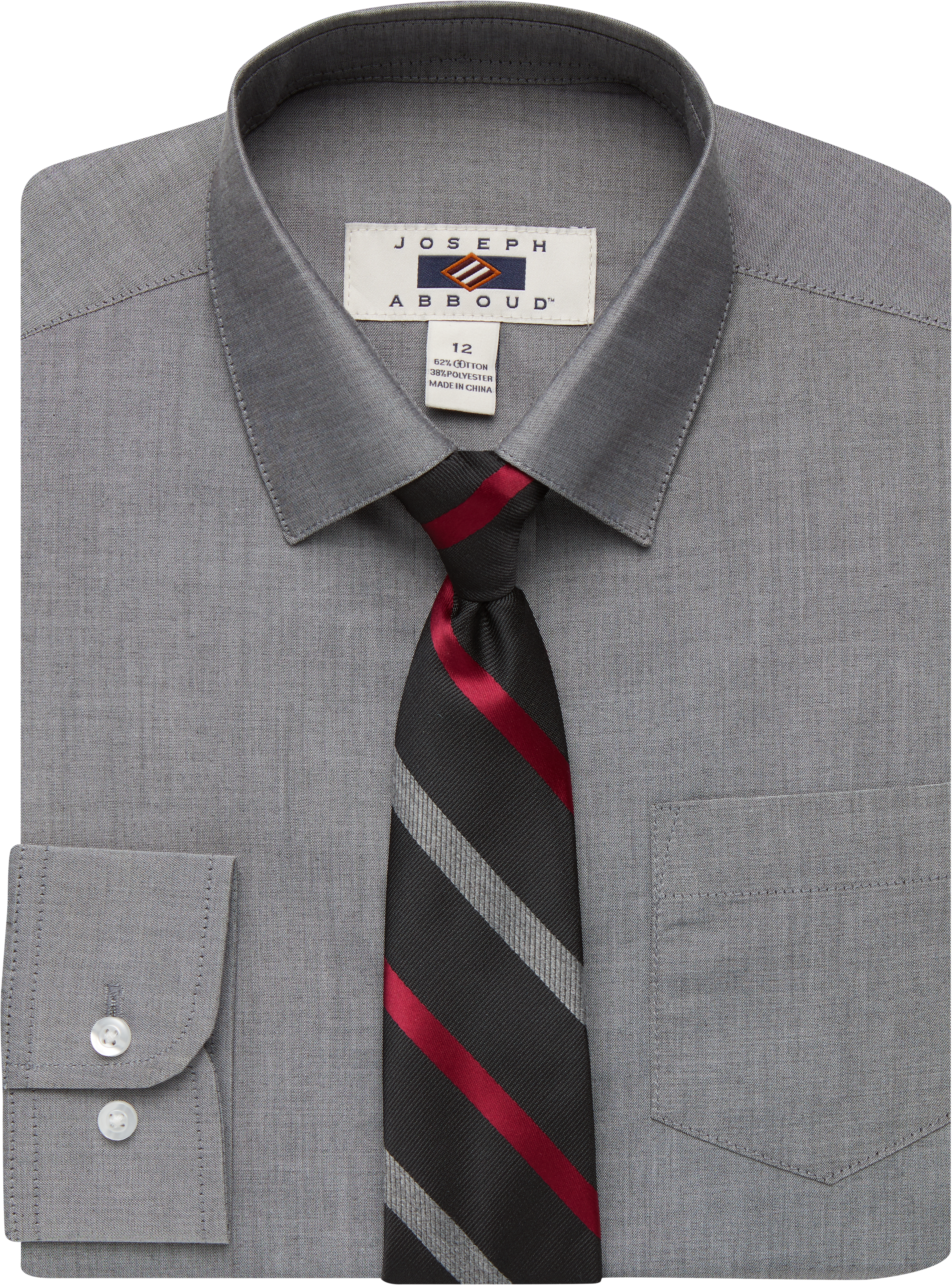 Joseph Abboud Boys Heathered Gray Dress Shirt & Tie Set - Men's Big ...