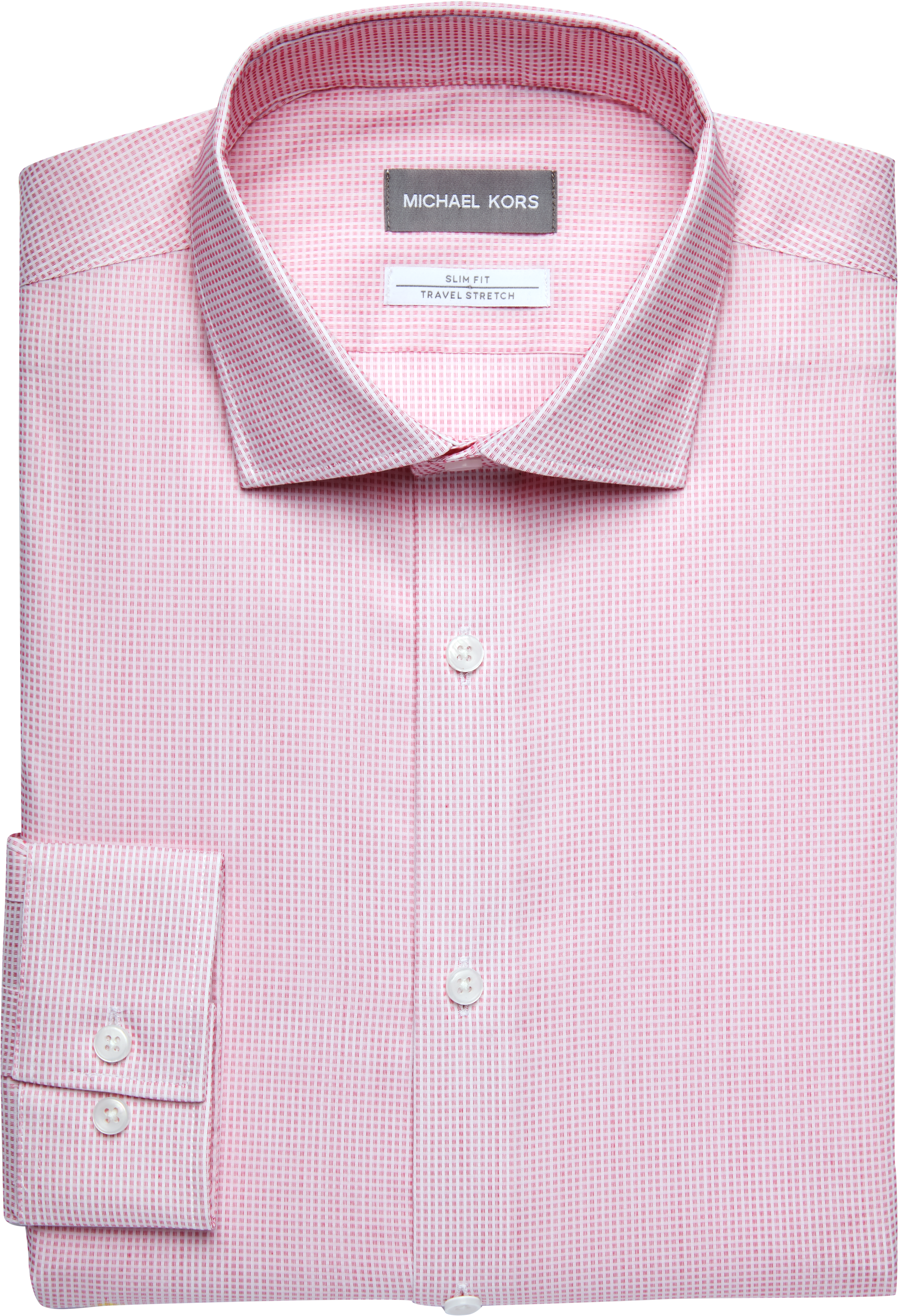Michael Kors Pink Mini Check Slim Fit Dress Shirt - Men's Sale | Men's ...