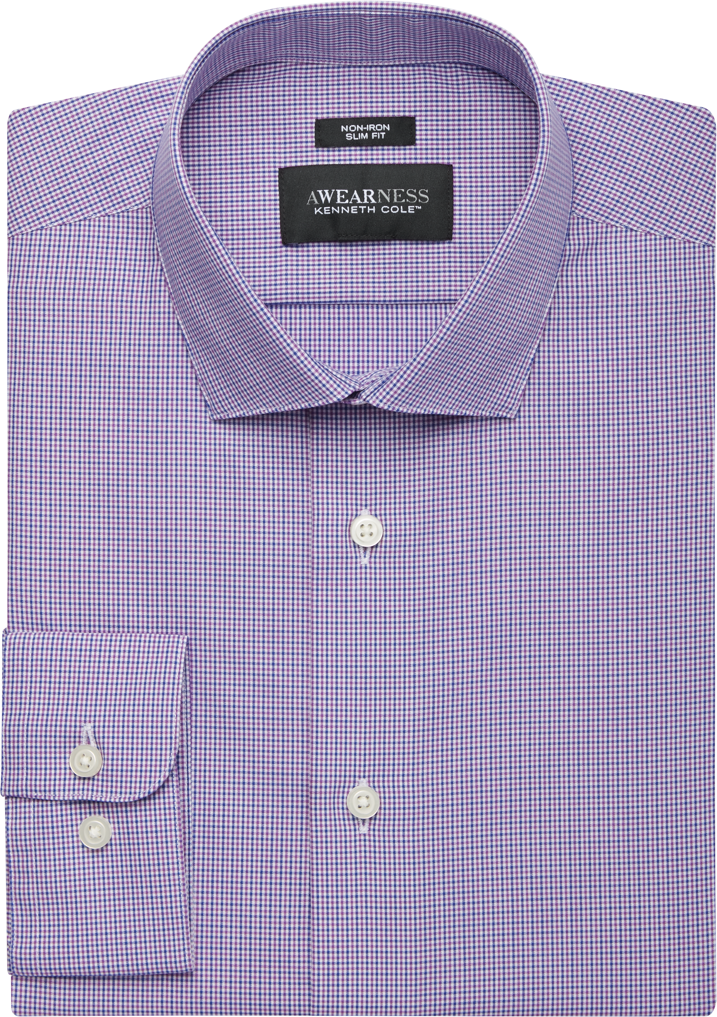 Awearness Kenneth Cole Purple Plaid Slim Fit Dress Shirt - Men's Sale ...