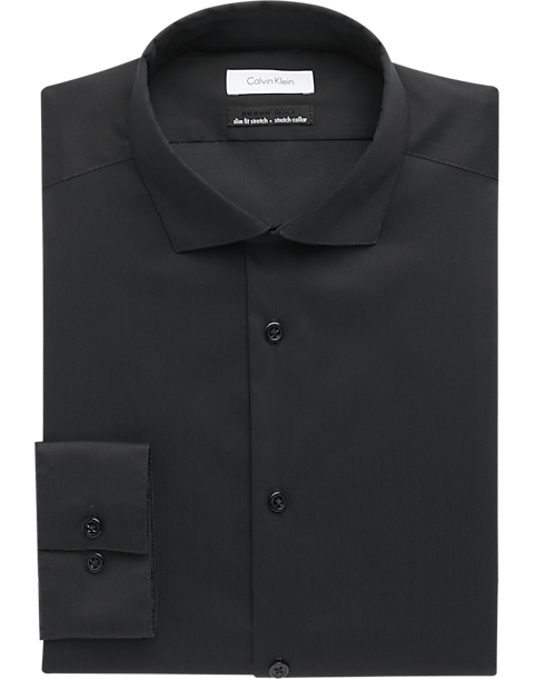 Calvin Klein Black Infinite Collar Slim Fit Dress Shirt - Men's Sale ...