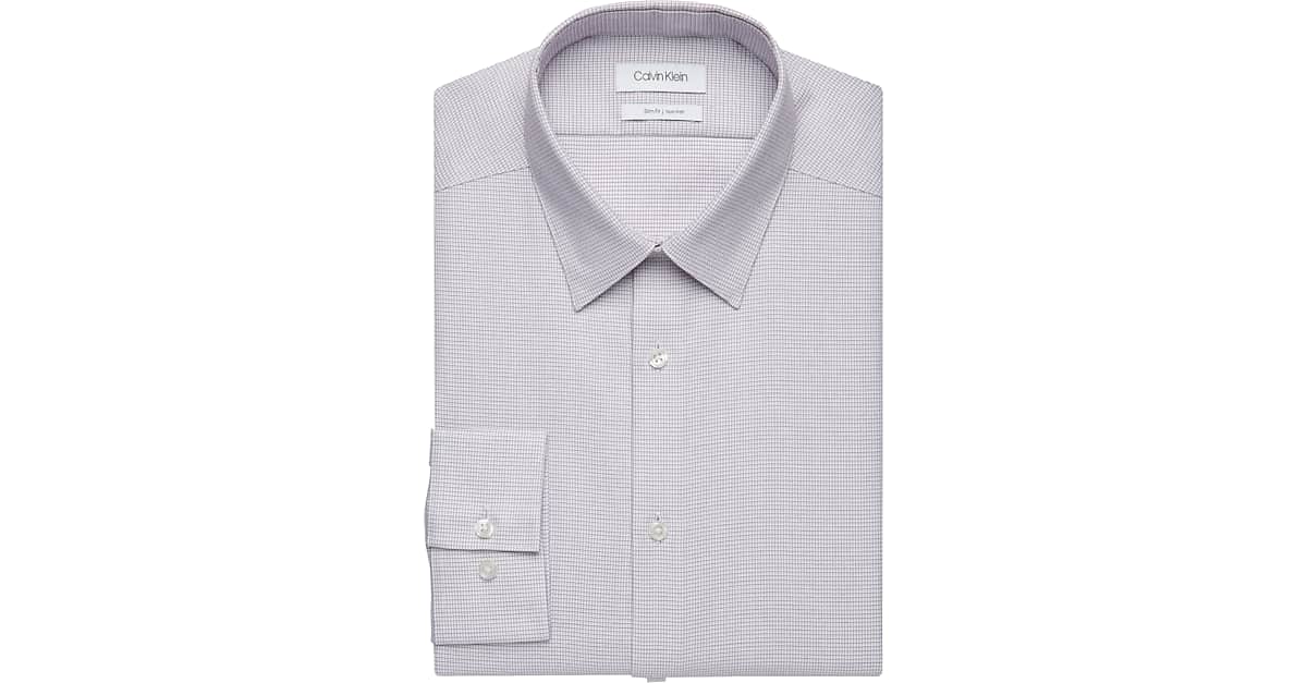Calvin Klein Burgundy Patterned Slim Fit Dress Shirt - Men's Sale | Men's  Wearhouse