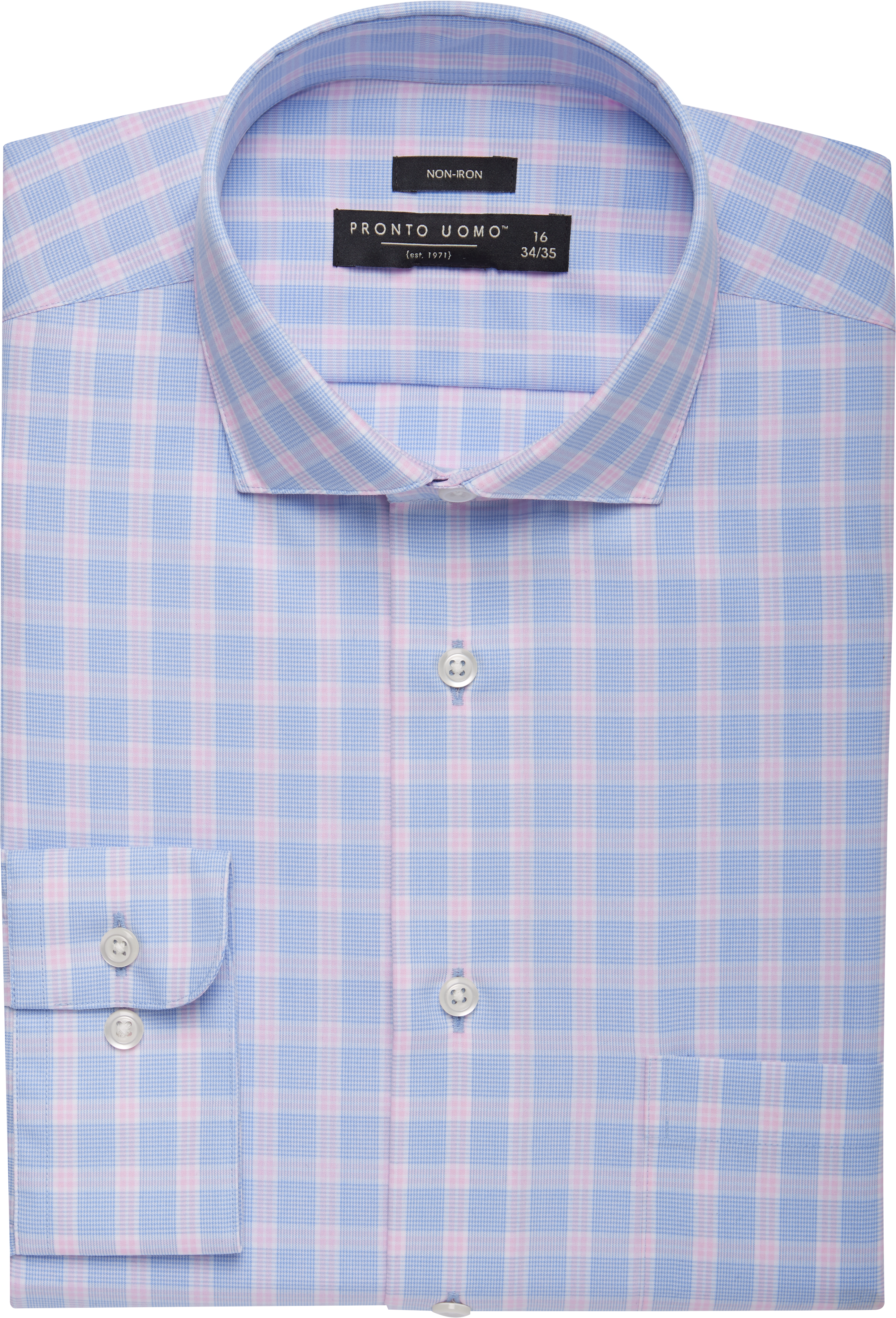 Pronto Uomo Blue & Pink Plaid Dress Shirt - Men's Sale | Men's Wearhouse