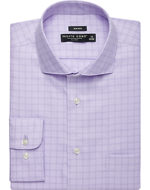 Pronto Uomo Purple Windowpane Dress Shirt - Men's Sale | Men's Wearhouse