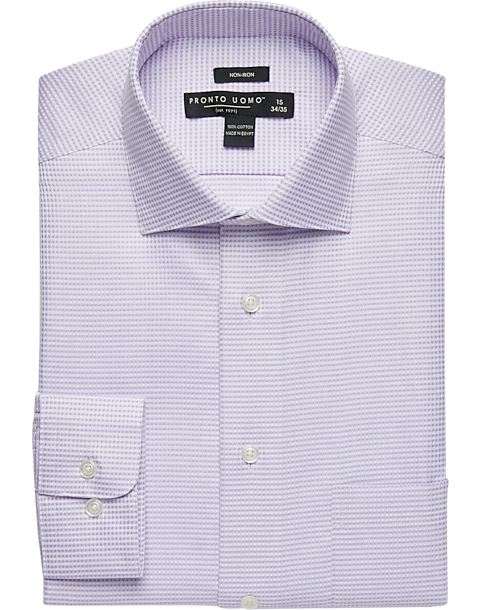 Pronto Uomo Lavender Check Modern Fit Dress Shirt - Men's Shirts | Men ...