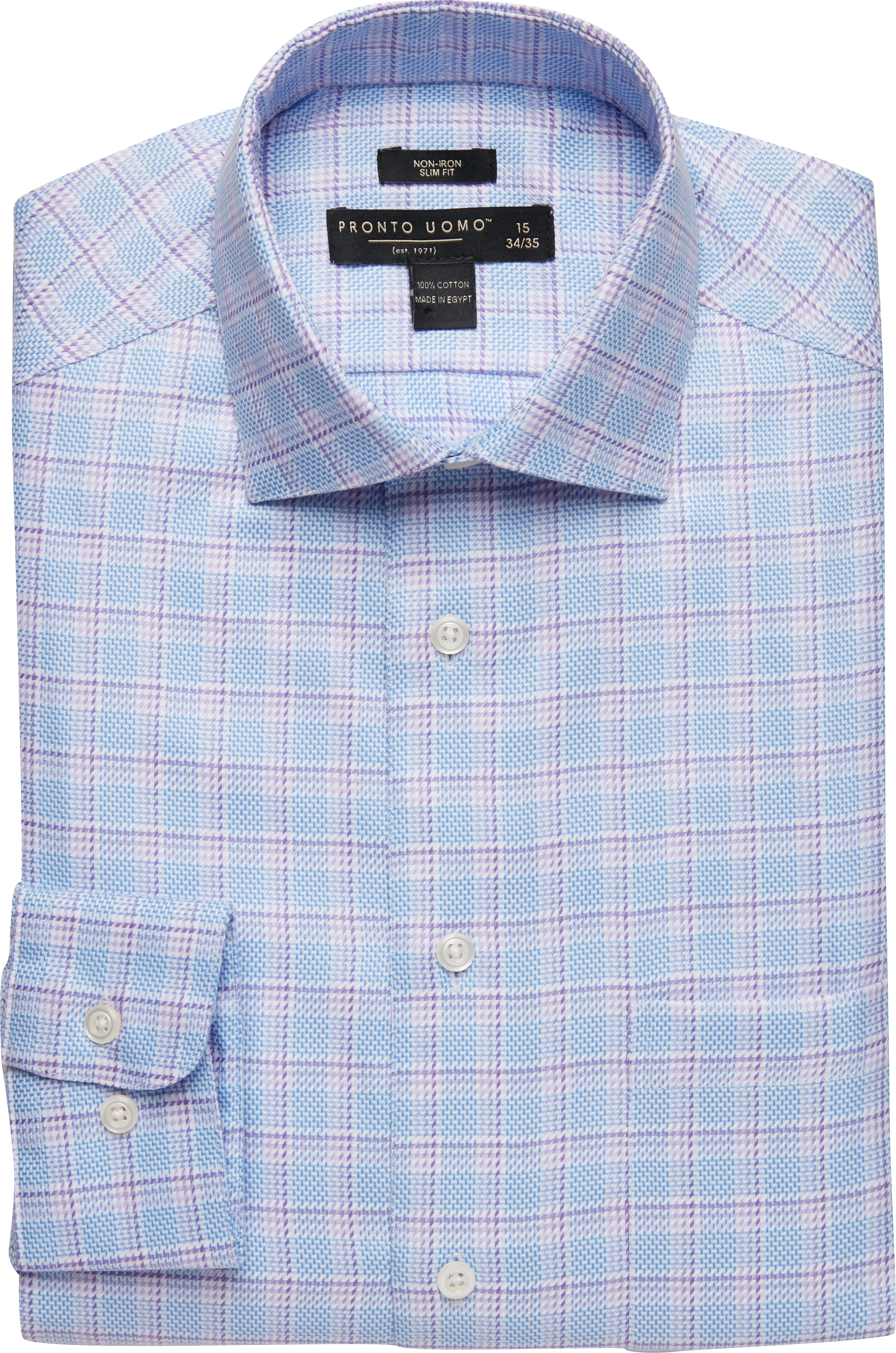 Pronto Uomo Blue & Lavender Grid Slim Fit Dress Shirt - Men's Sale ...