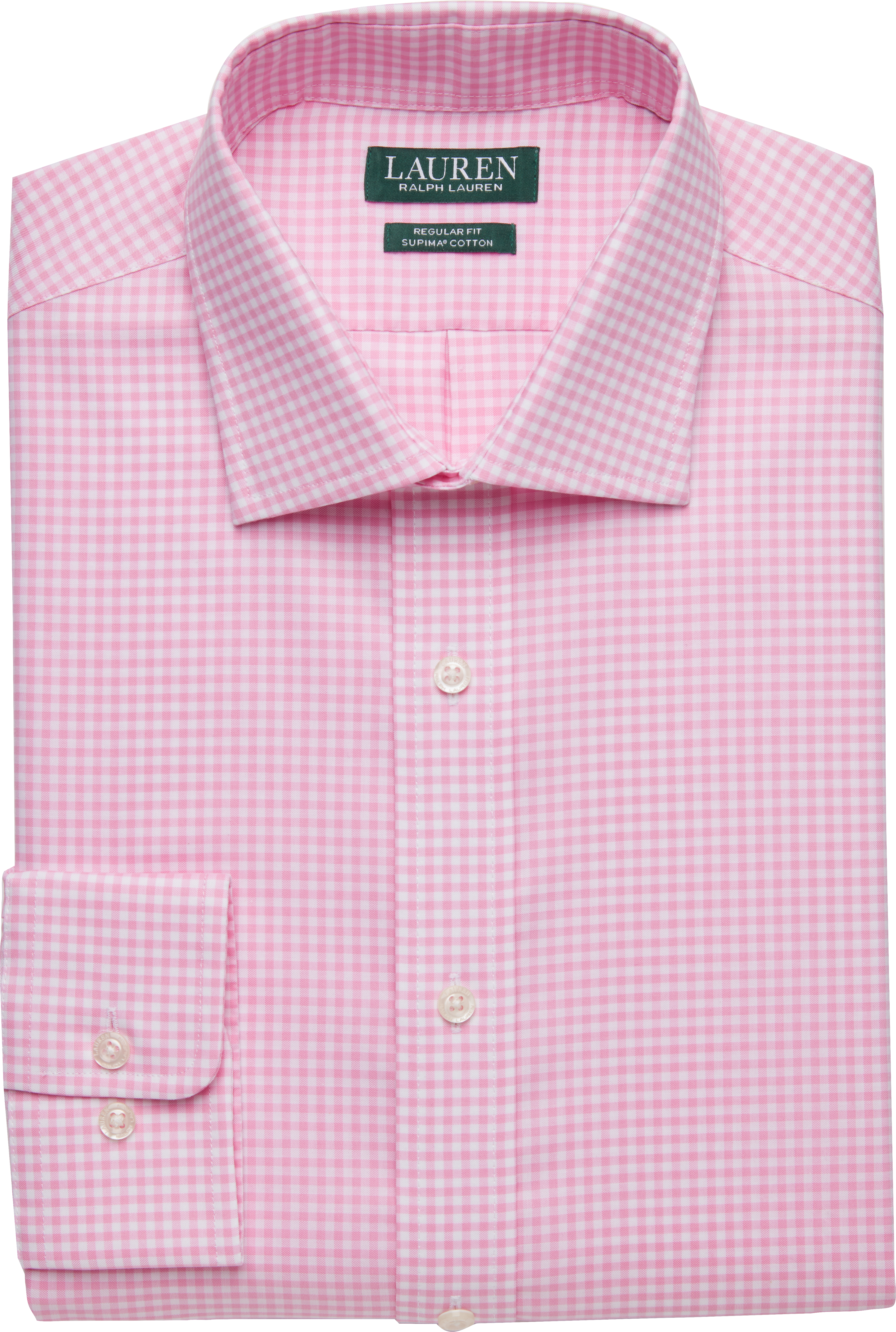 Buiten adem Terugbetaling Gebeurt Lauren by Ralph Lauren Pink Gingham Regular Fit Dress Shirt - Men's Sale |  Men's Wearhouse