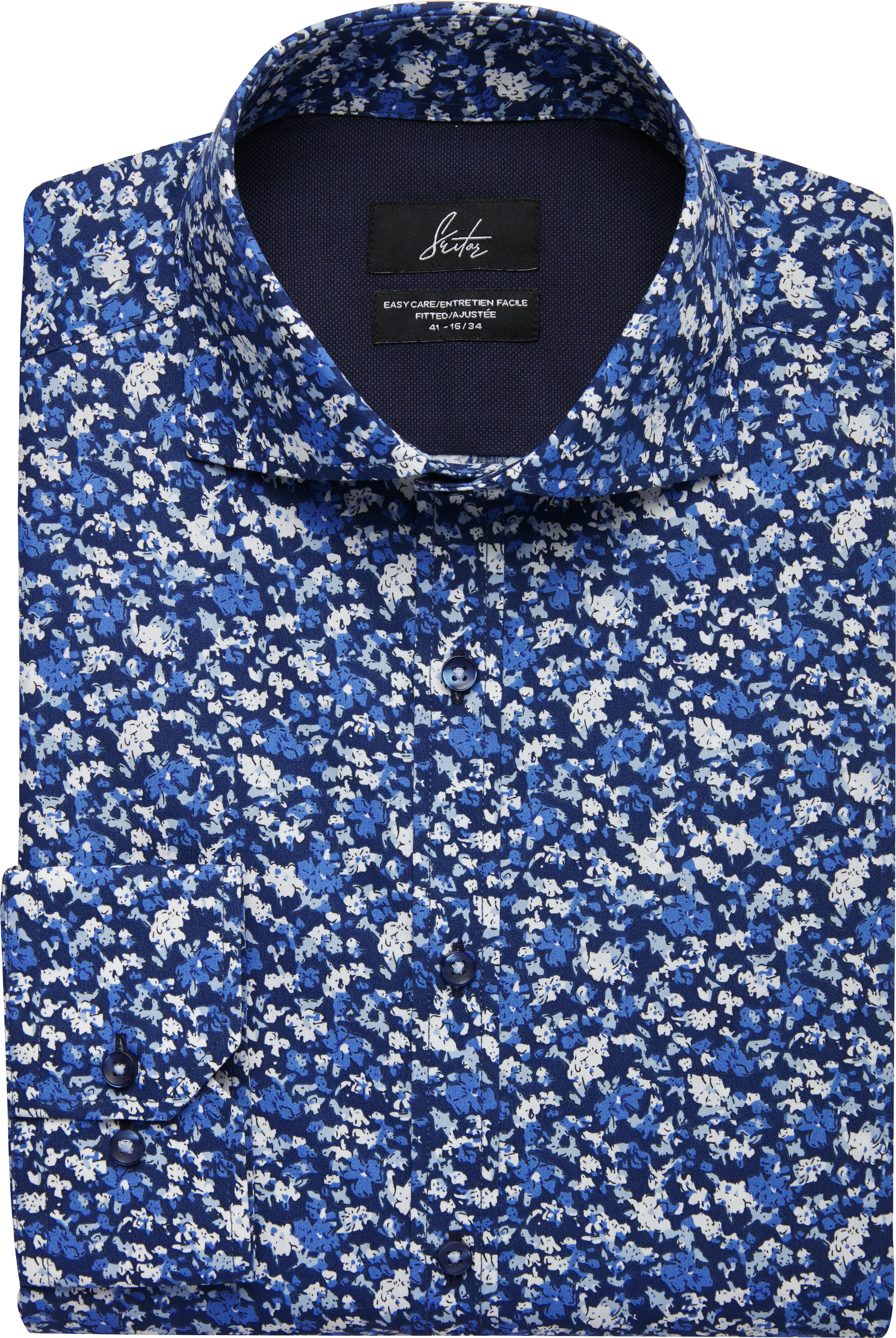 Suitor Navy Floral Slim Fit Dress Shirt - Men's Sale | Men's Wearhouse