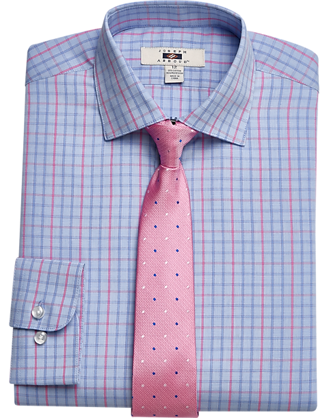 Joseph Abboud Boys Blue & Pink Tattersall Dress Shirt & Pink Dot Tie (various colors)
