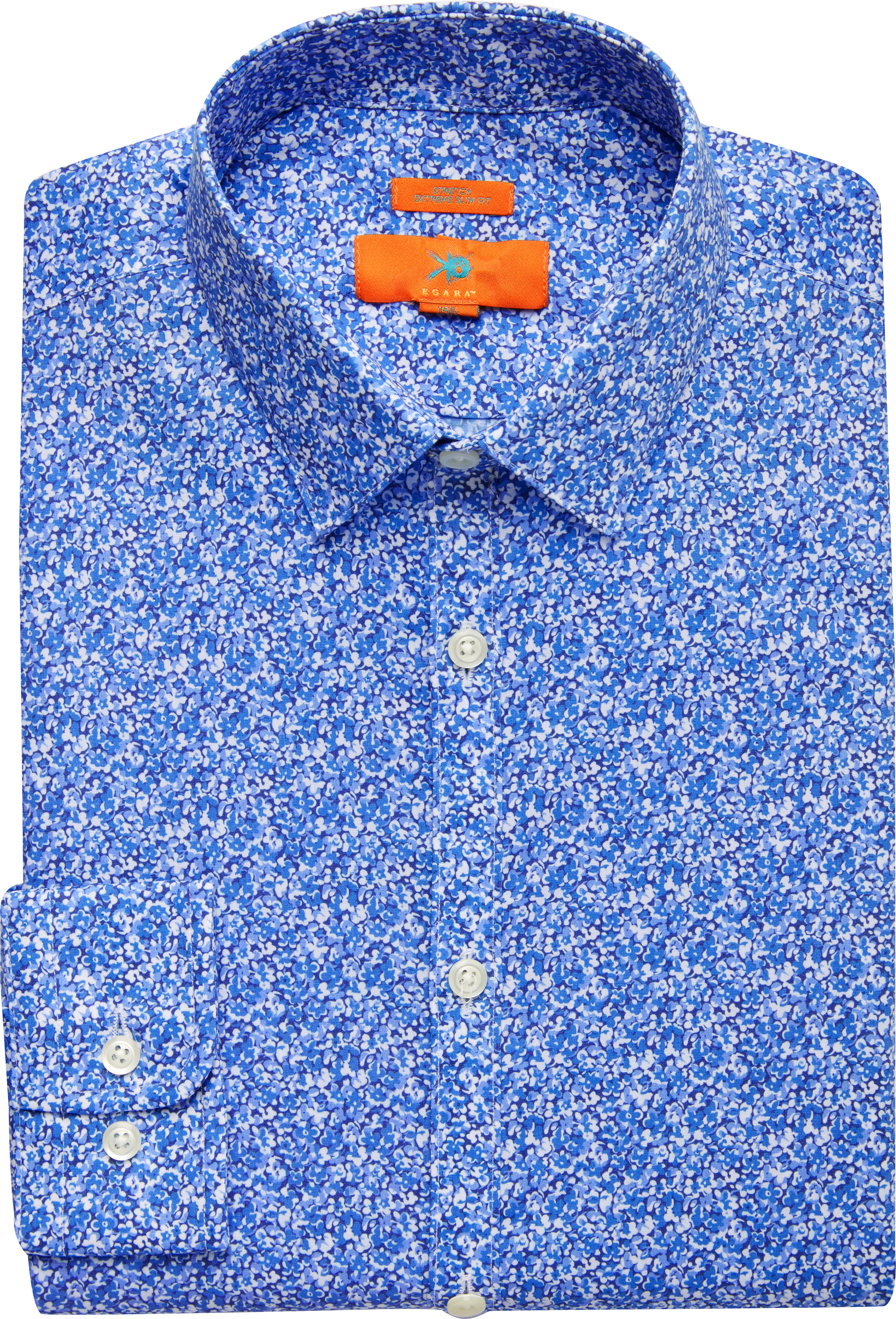 Egara Orange Blue Floral Extreme Slim Fit Dress Shirt - Men's Sale ...