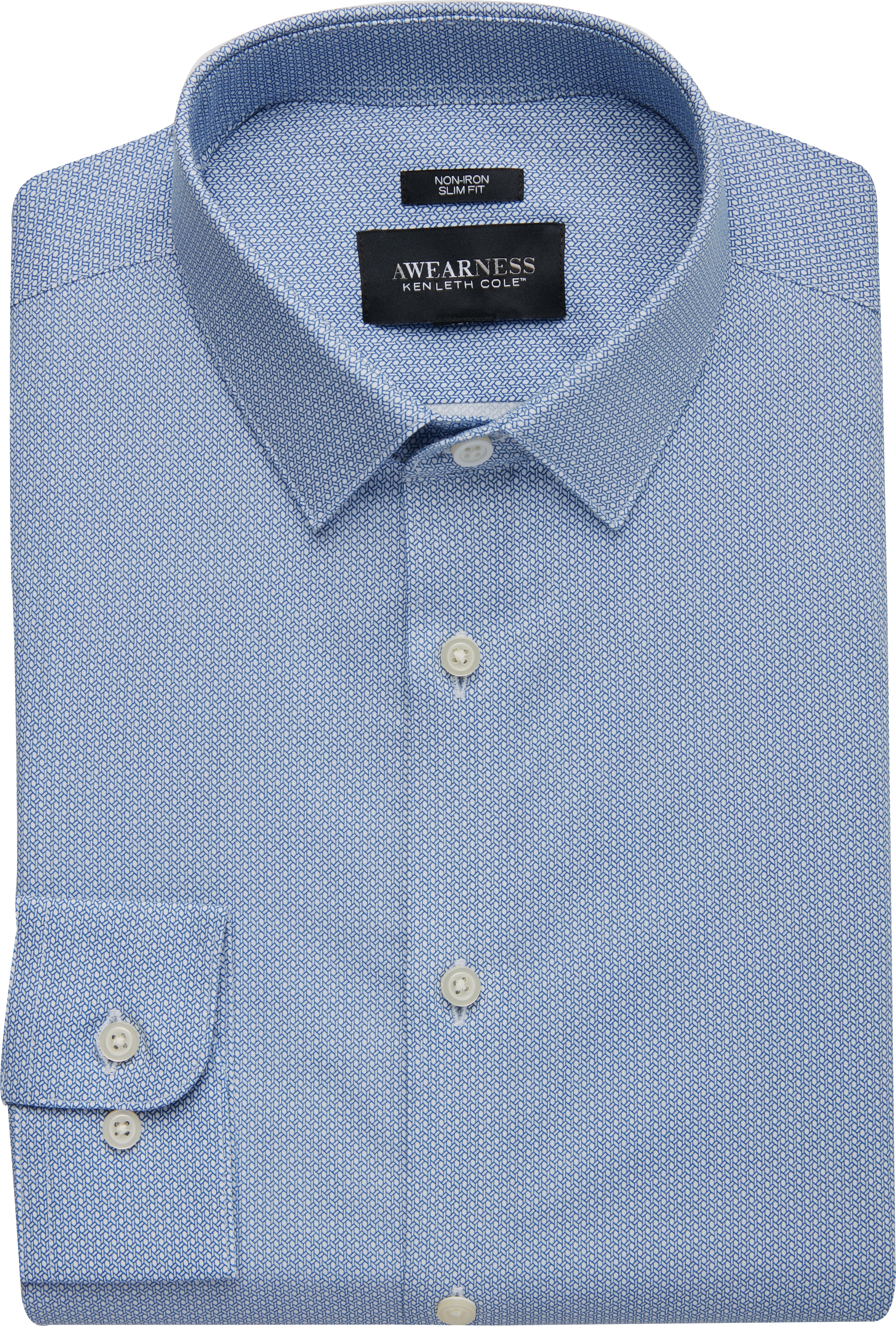Awearness Kenneth Cole Navy Geometric Slim Fit Dress Shirt - Men's Sale ...