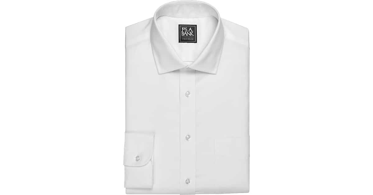 Jos. A. Bank NonIron Tailored Fit Spread Collar Dress Shirt, White Men's Featured Men's