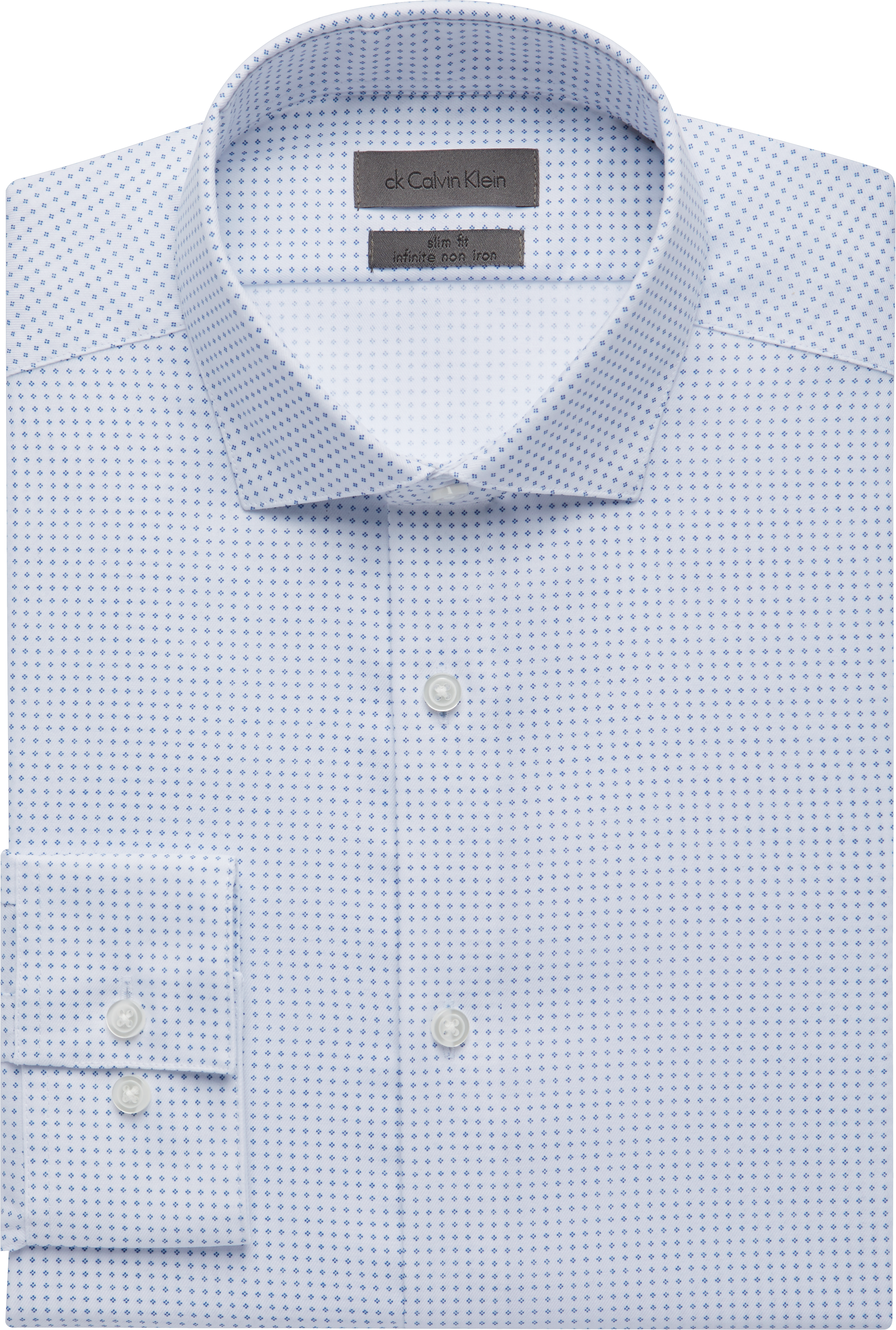 Calvin Klein Infinite Non-Iron Slim Fit Stretch Collar Dress Shirt, Blue  Dot - Men's Featured |