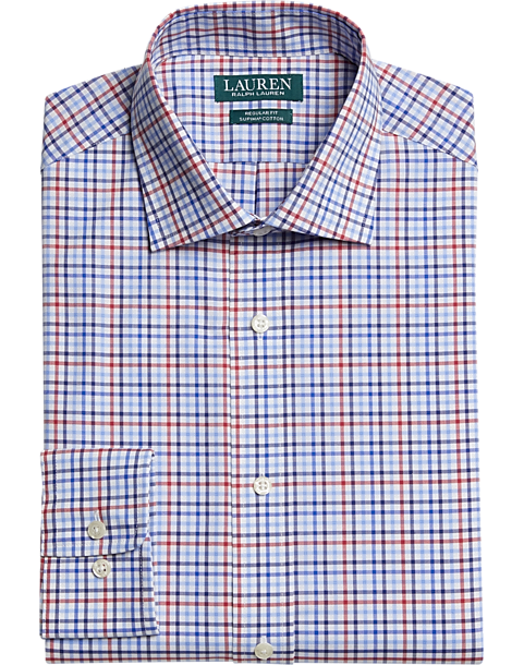 Domple Mens Trendy Regular Fit Checkered Long Sleeve Plus Size Lapel Collar Button Down Dress Work Shirt 