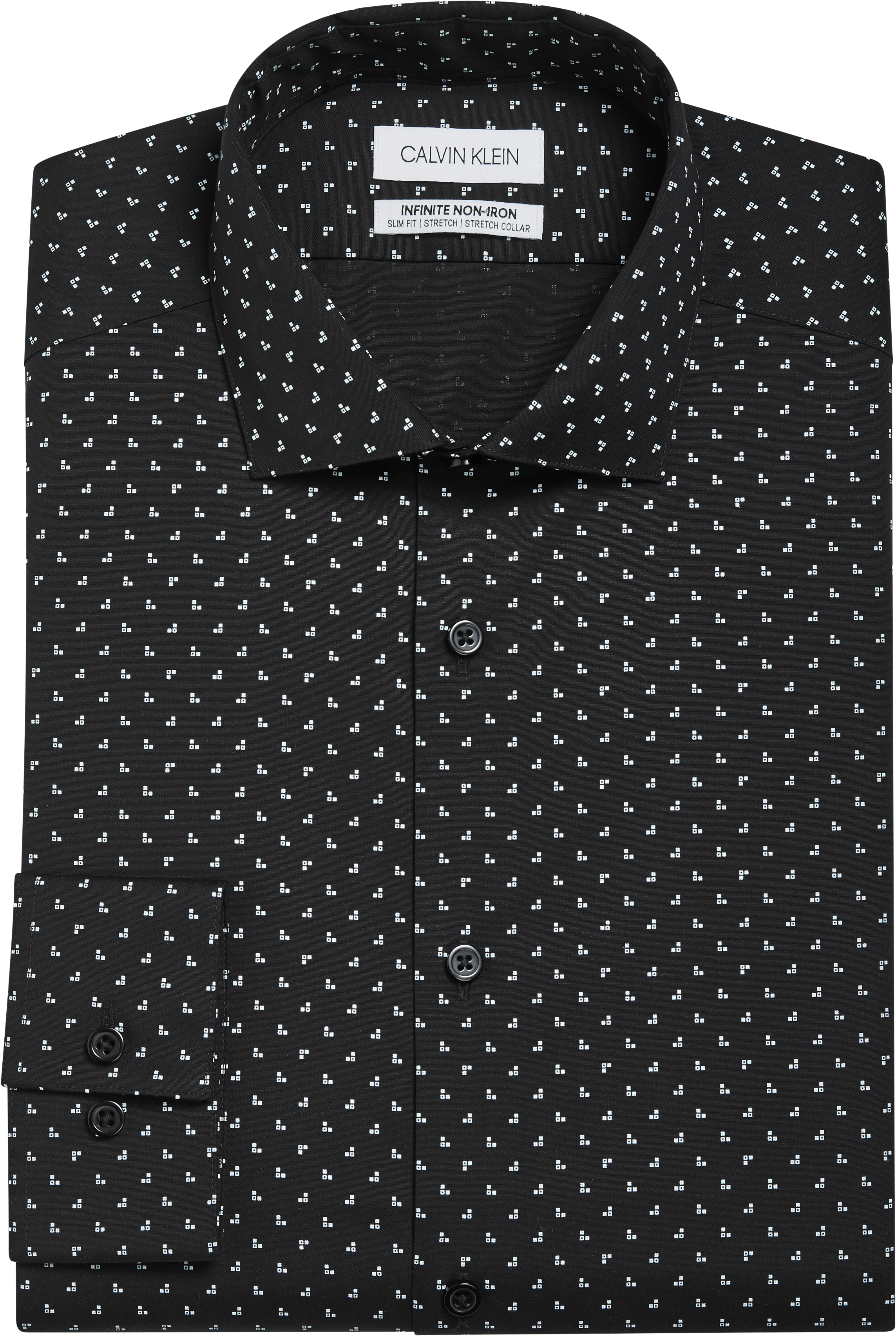 Calvin Klein Infinite Slim Fit Dress Shirt, Black Print - Men's Sale ...