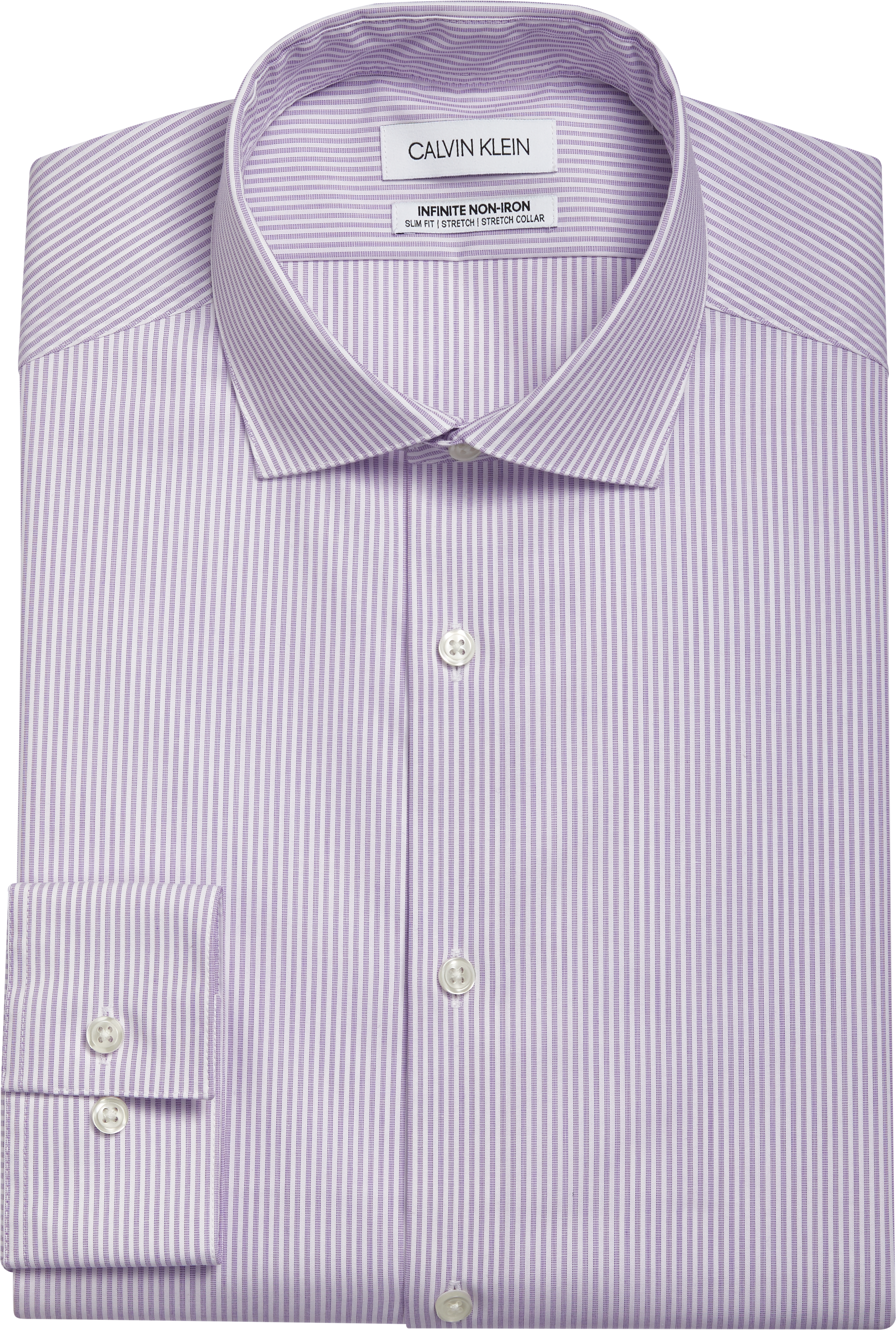 Calvin Klein Infinite Slim Fit Dress Shirt, Lavender Stripe - Men's ...