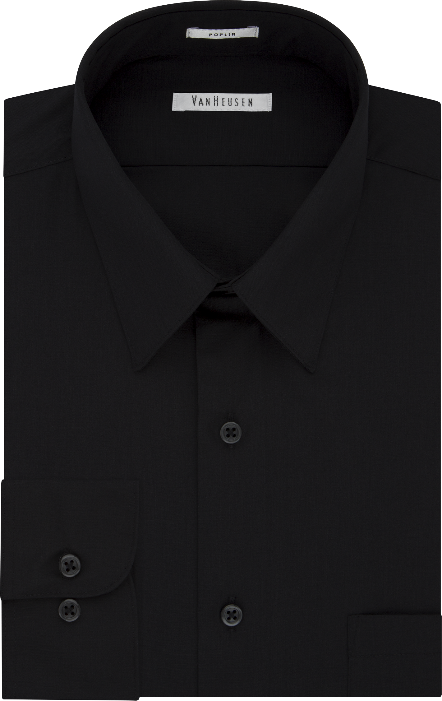 Van Heusen Wrinkle Free Black Regular Fit Dress Shirt - Men's Shirts ...