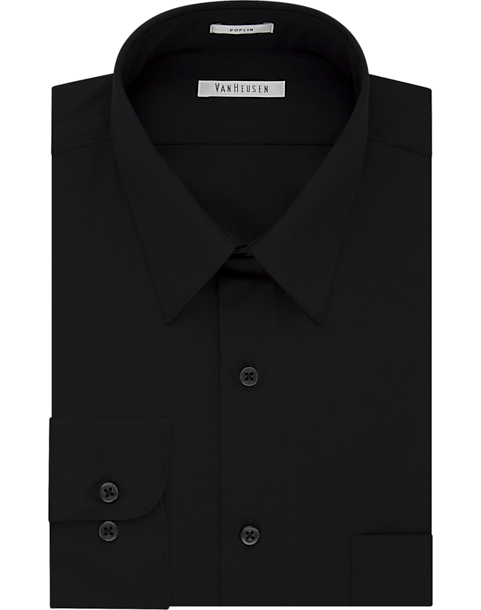 Van Heusen Wrinkle Free Black Regular Fit Dress Shirt - Men's Shirts ...