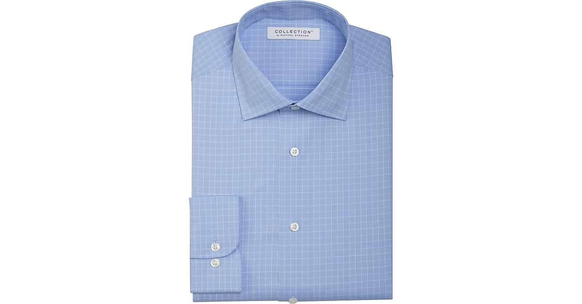 Michael Strahan Active Wear Classic Fit Dress Shirt Blue Check Mens Sale Mens Wearhouse 