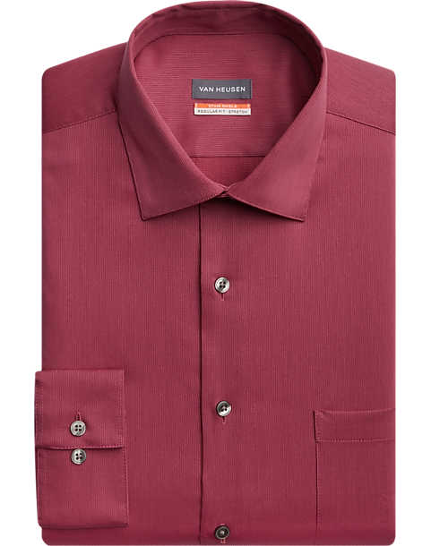Van Heusen Regular Fit Stain Shield Dress Mens Shirt (Size: Big & Tall in Burgundy)
