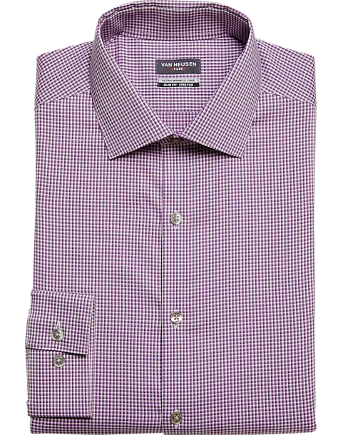 Van Heusen Big Men's Dress Shirt 18 34-35 Bright Pink Regular Fit Flex Collar 