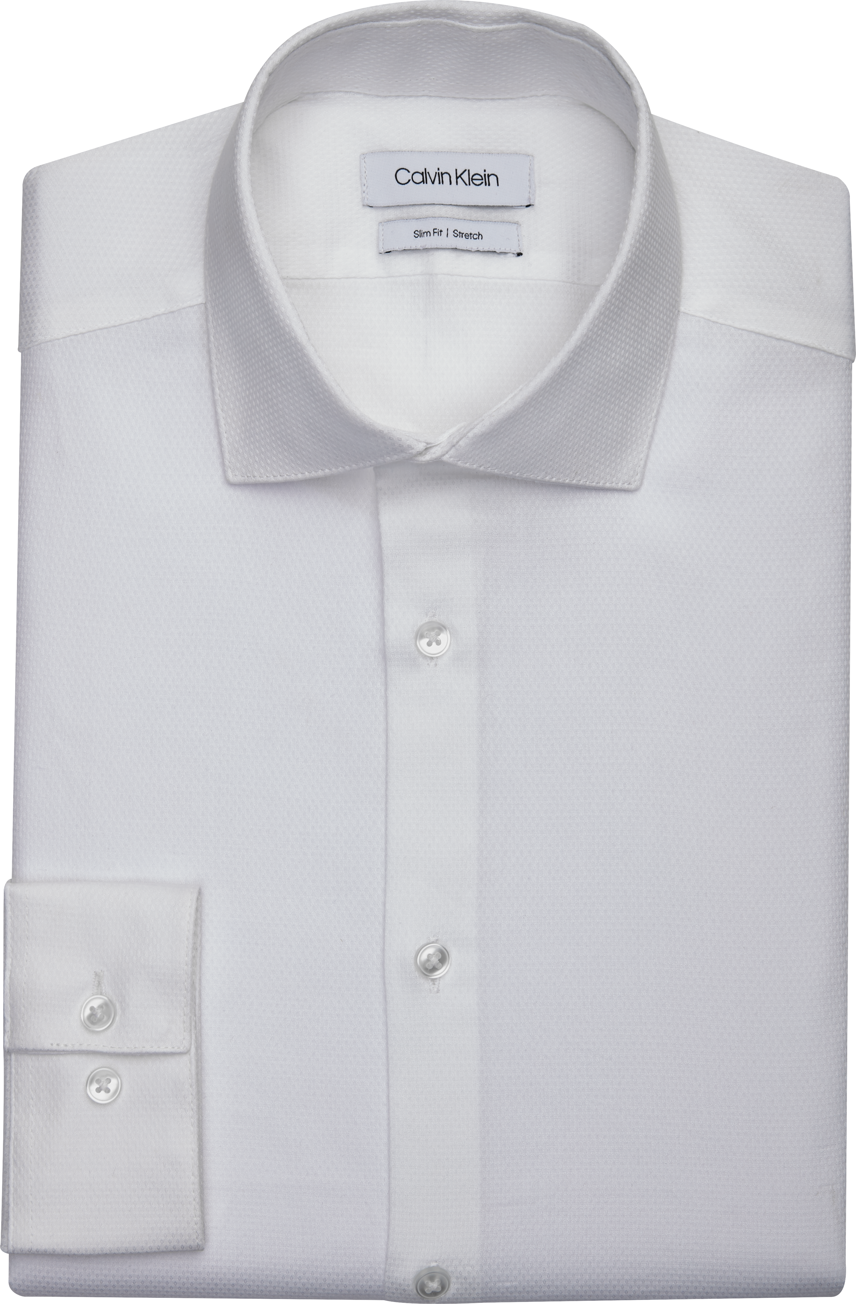 Calvin Klein Slim Fit Dobby Dress Shirt, White Men's Featured | Wearhouse