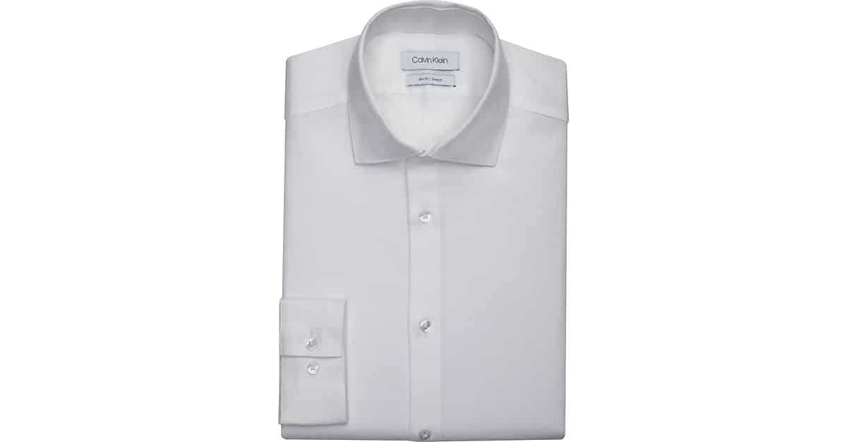 Calvin Klein Slim Fit Dobby Weave Dress Shirt, White Men's Featured | Men's Wearhouse