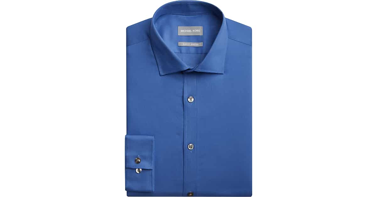 Michael Kors Slim Fit Twill Dress Shirt, Blue - Men's Sale | Men's Wearhouse