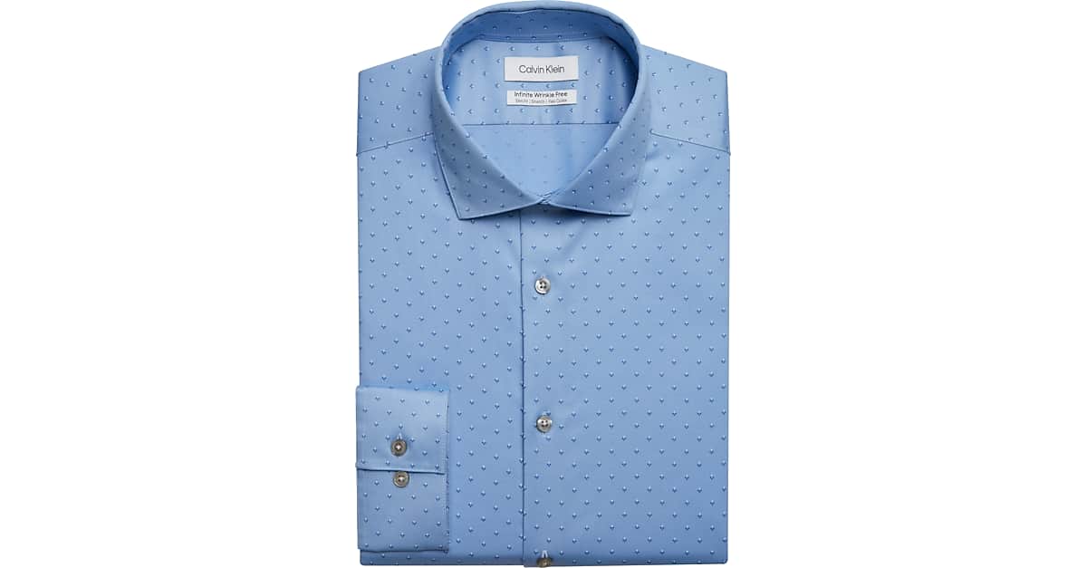 Calvin Klein Slim Fit Dress Shirt, Blue Dot - Men's Sale | Men's Wearhouse