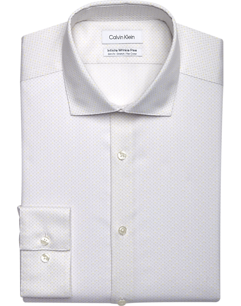 Calvin Klein Infinite Slim Fit Dress Shirt, White & Gray Print