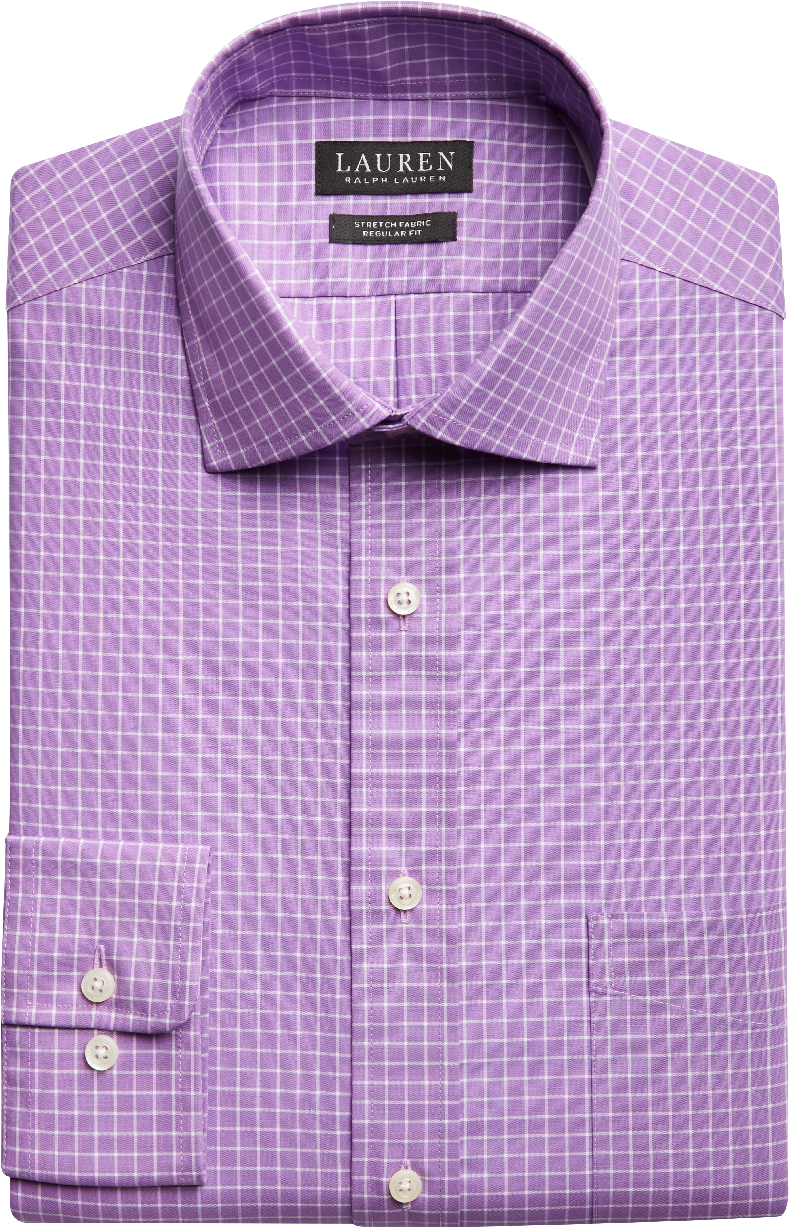Lauren By Ralph Lauren Classic Fit UltraFlex Dress Shirt, Purple Grid -  Men's Sale | Men's Wearhouse