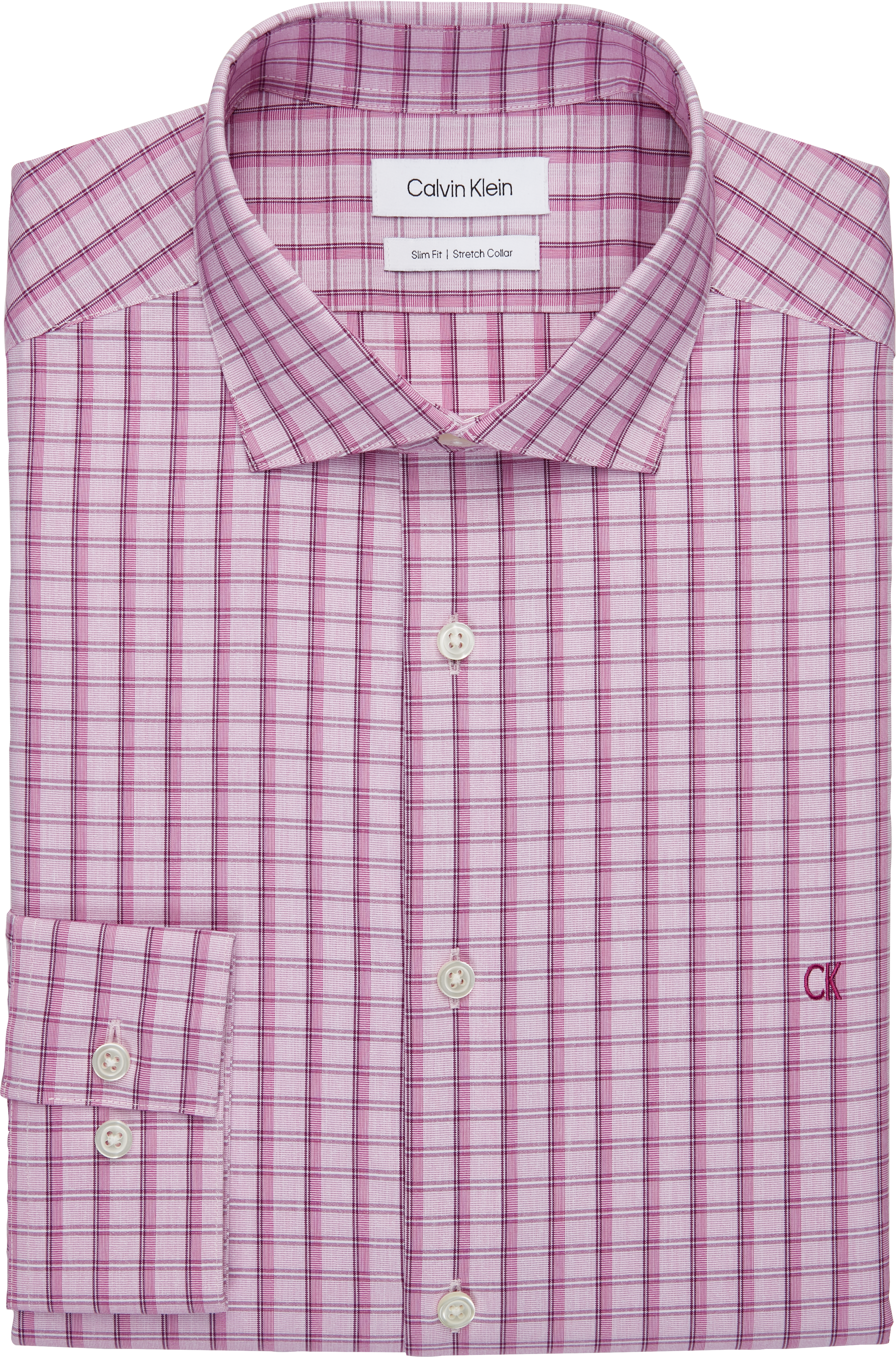 Calvin Klein Slim Fit Point Collar Dress Shirt, Purple Lights Plaid - Men's  Featured | Men's Wearhouse