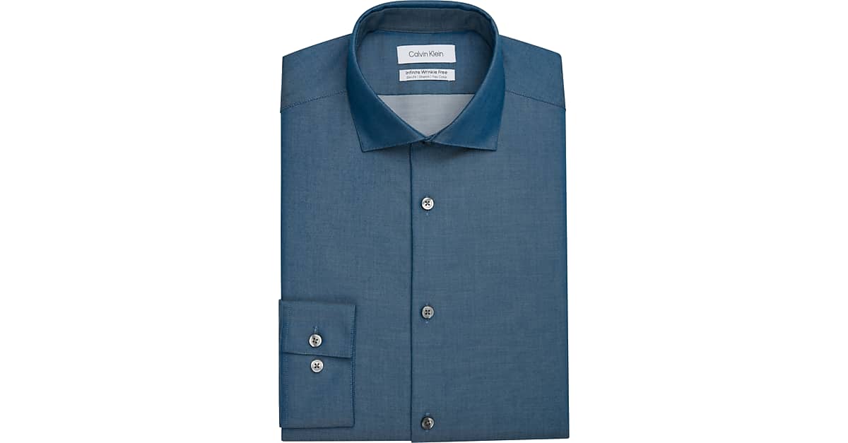 Calvin Klein Infinite Slim Fit Spread Collar Dress Shirt, Blue - Men's  Featured | Men's Wearhouse