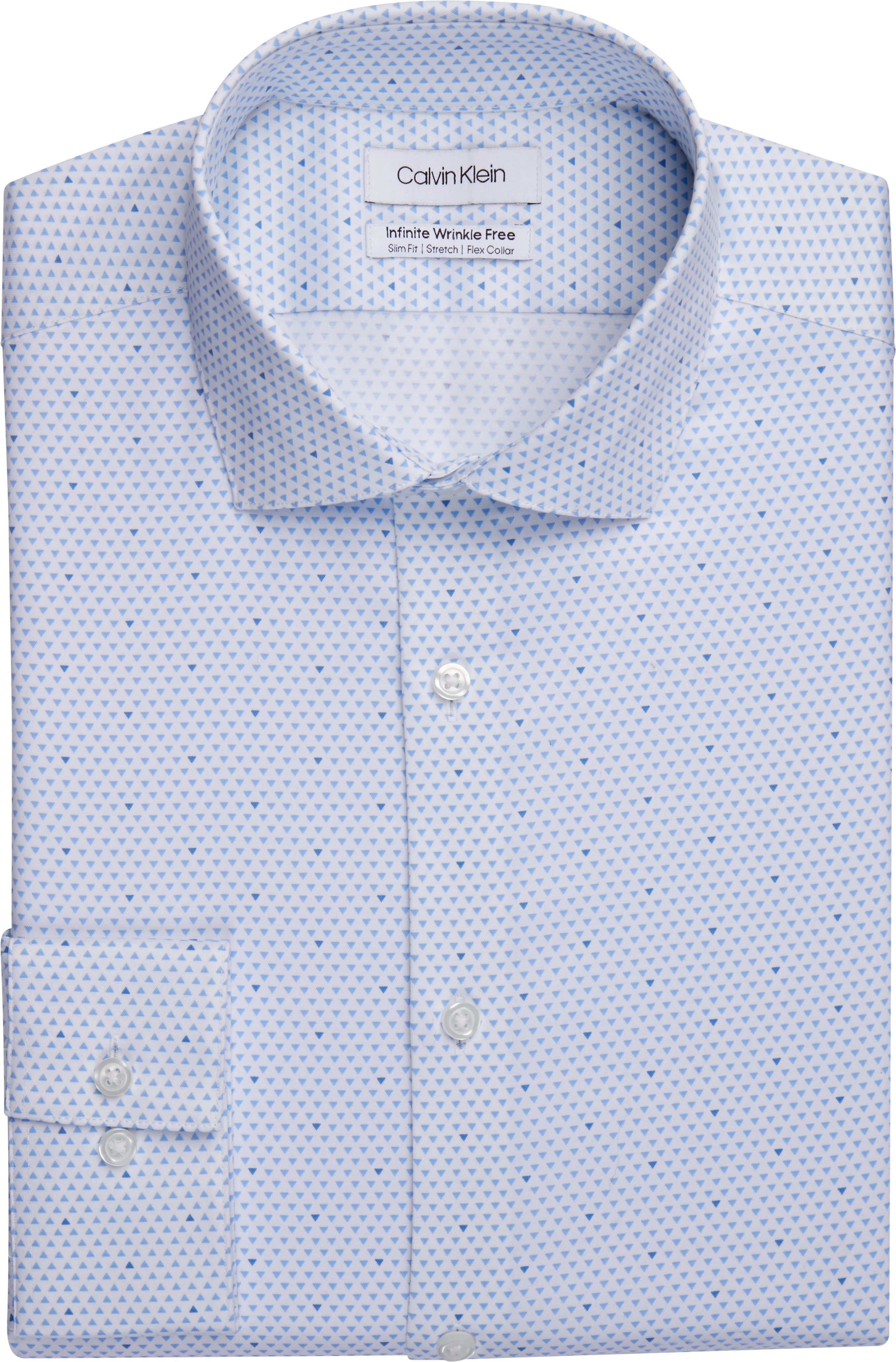 Calvin Klein Infinite Slim Fit Spread Collar Dress Shirt, Blue Mini Diamond  - Men's Featured | Men's