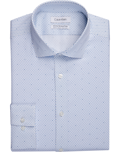 Calvin Klein Infinite Slim Fit Spread Collar Dress Shirt, Blue Mini Diamond  - Men's Featured | Men's