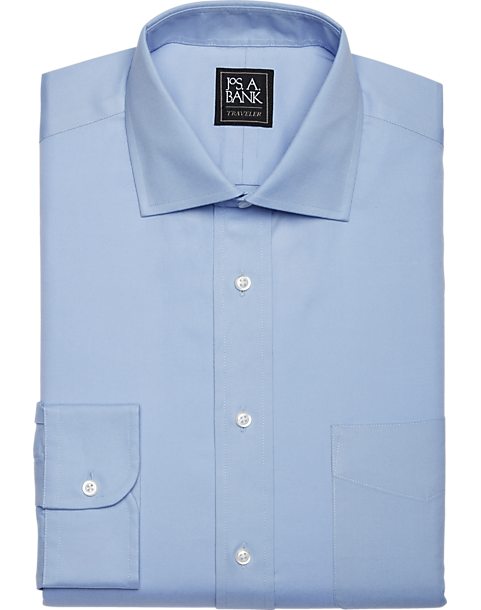 Jos. A. Bank Tailored Fit Spread Collar Dress Shirt, Blue Pinpoint - Men's Shirts | Men's Wearhouse Jos. A. Bank Tailored Fit Spread Collar Dress Shirt, Blue Pinpoint - Men's Shirts | Men's Wearhouse