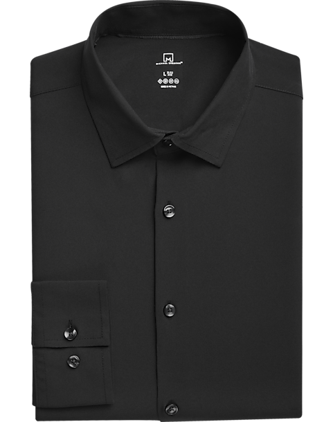 Michael Strahan Slim Fit Spread Collar Dress Shirt, Black