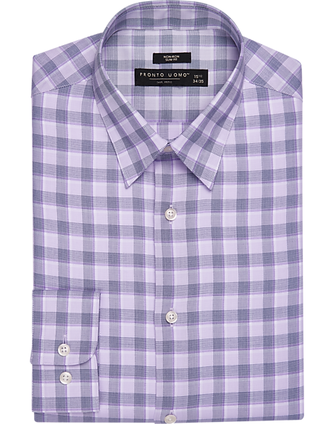 Pronto Uomo Non-Iron Slim Fit Button-Down Collar Dress Shirt, Purple ...
