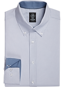 Michael Strahan Four-Way Stretch Modern Fit Sport Shirt, White Dot
