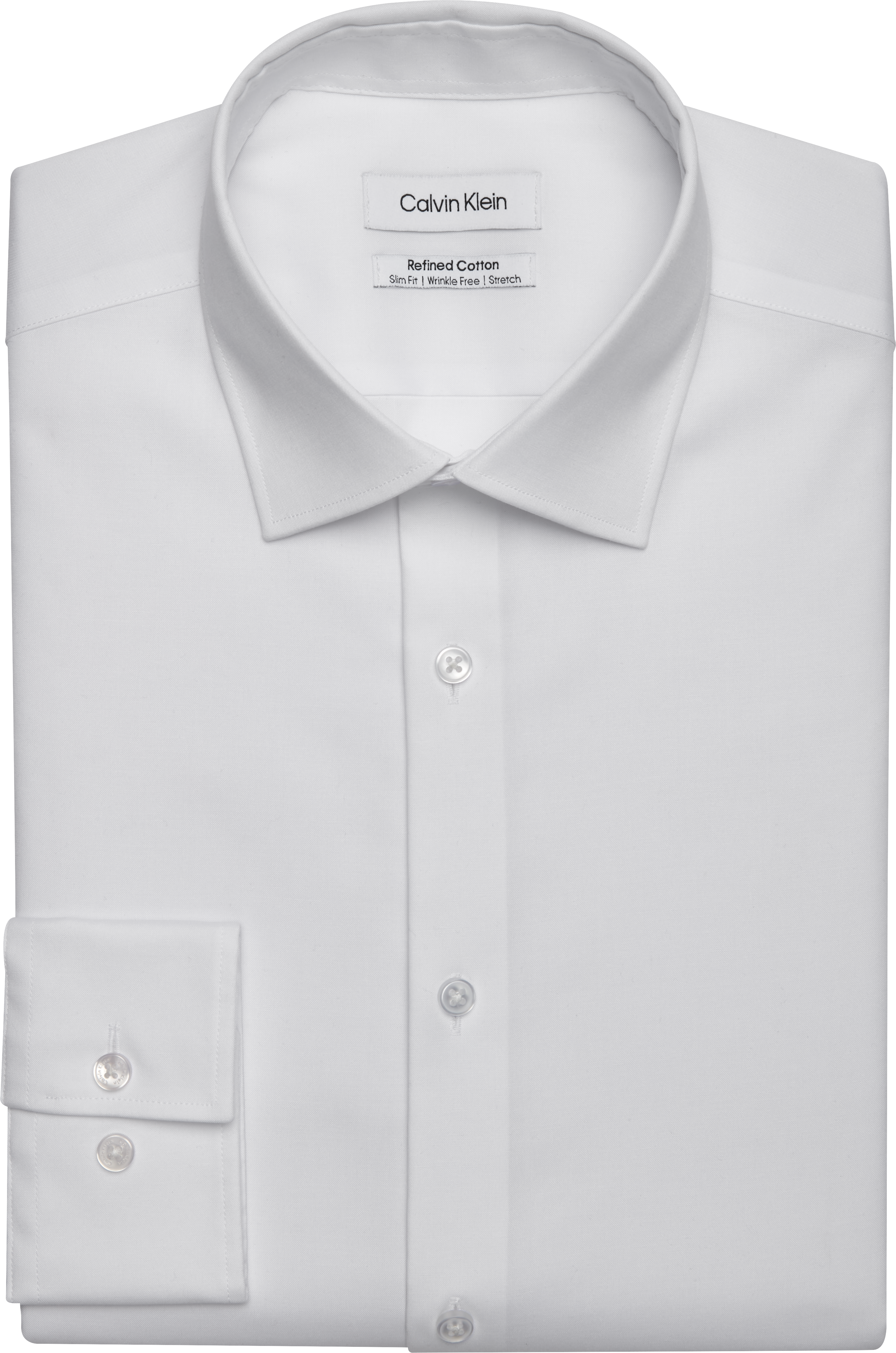 Calvin Klein Slim Fit Spread Collar Dress Shirt, White - Men's Shirts |  Men's Wearhouse