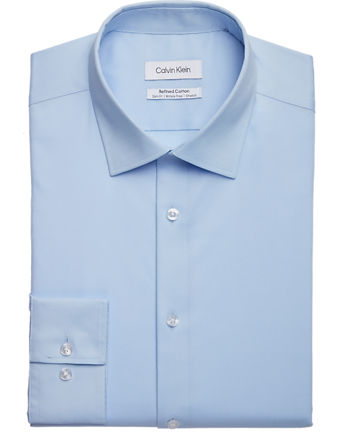 Nederigheid Daarom aanraken Calvin Klein Slim Fit Spread Collar Dress Shirt, Light Blue - Men's Shirts  | Men's Wearhouse