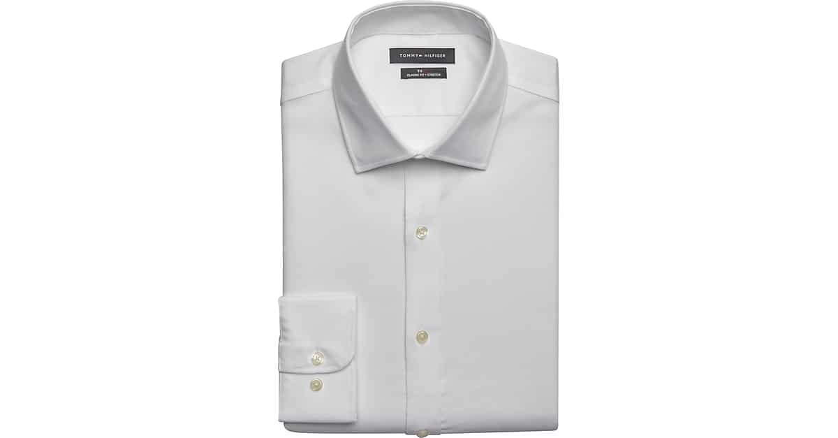 Kanon At vise stang Tommy Hilfiger TH Flex Classic Fit Spread Collar Dress Shirt, White - Men's  Shirts | Men's Wearhouse