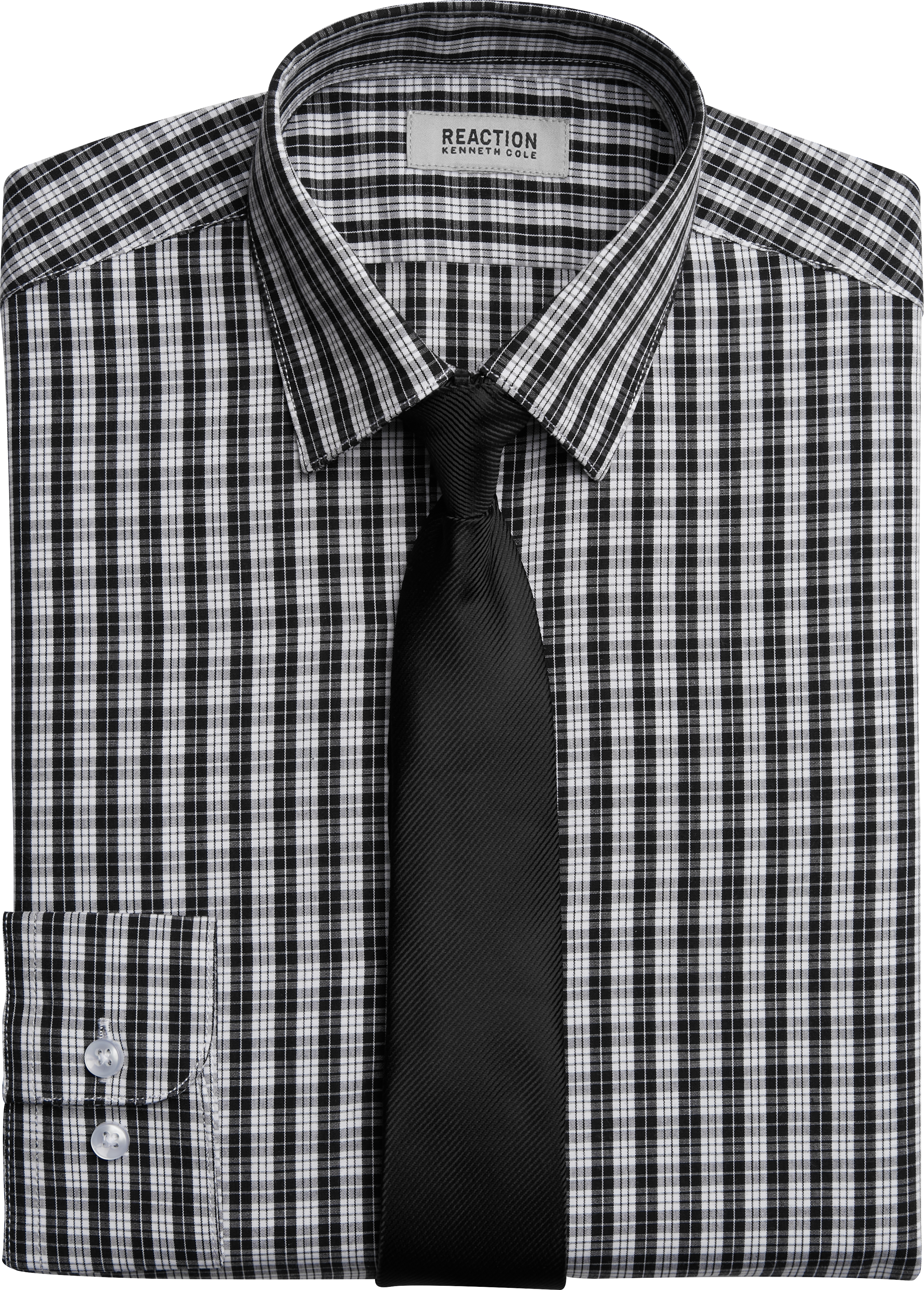 Kenneth Cole Boys Dress Shirt & Tie Set, Black Check - Men's Shirts ...