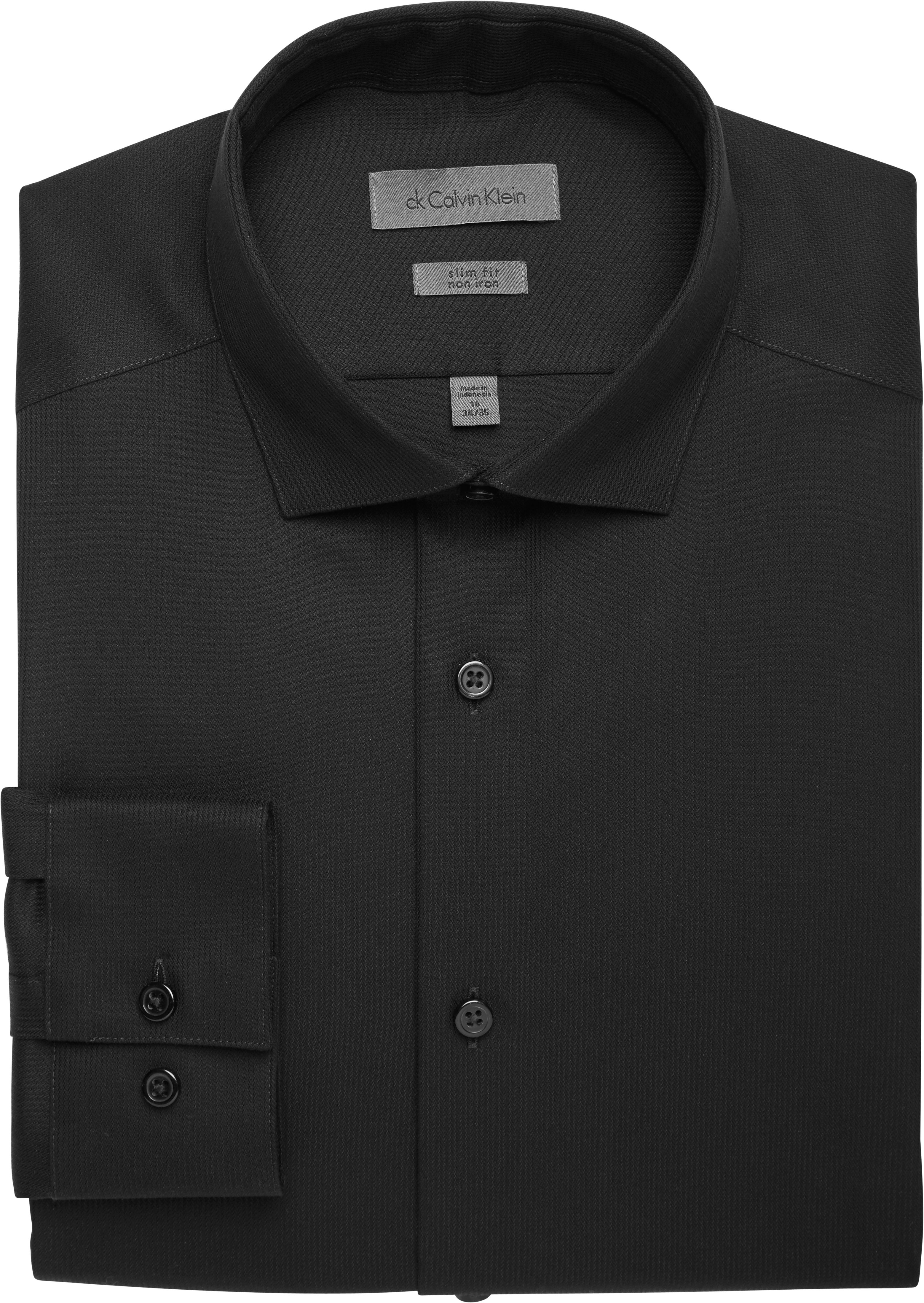 Calvin Klein Black Tonal Stripe Slim Fit Dress Shirt - Men's Sale | Men ...
