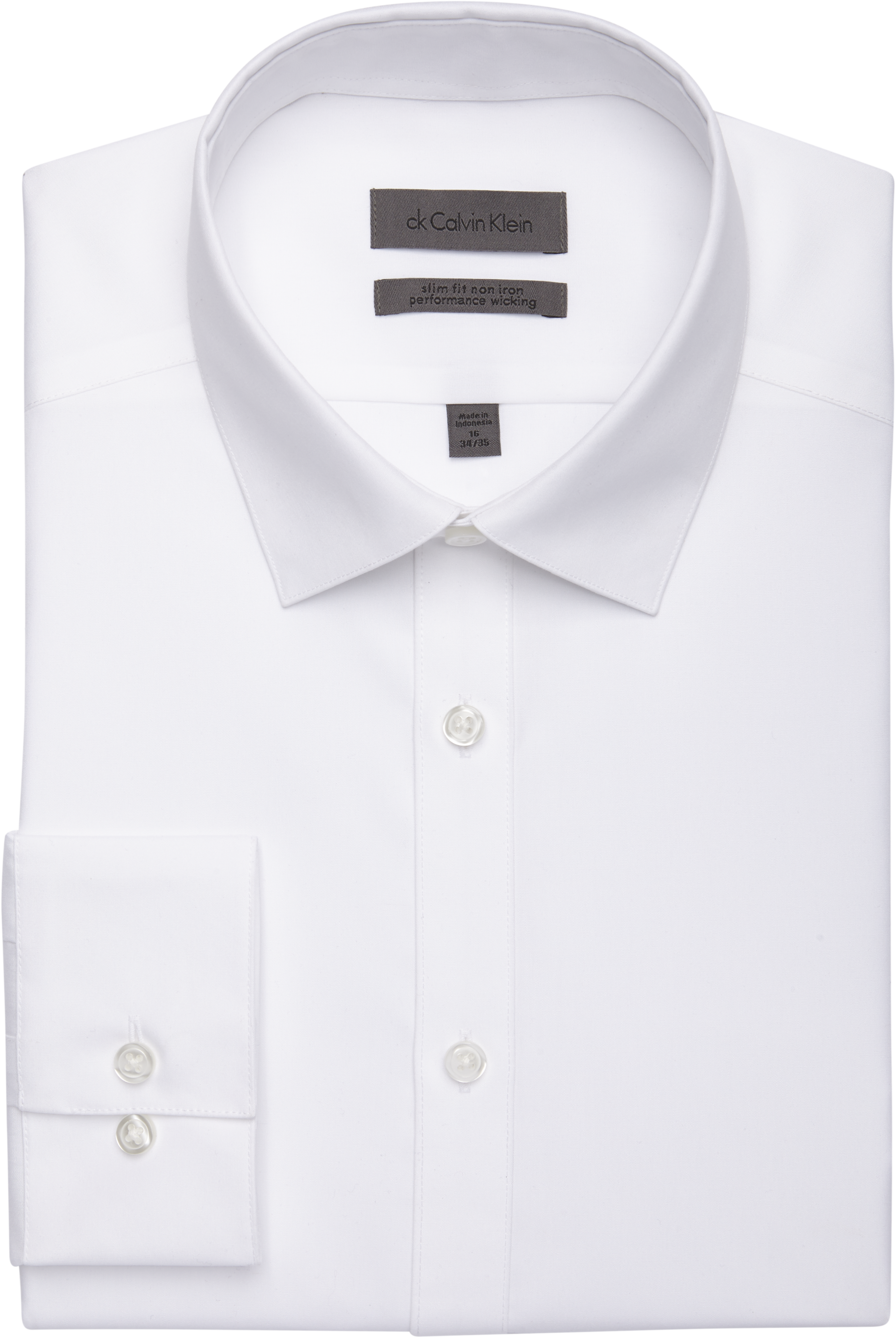 Calvin Klein White Performance Wicking Slim Fit Dress Shirt - Men's ...