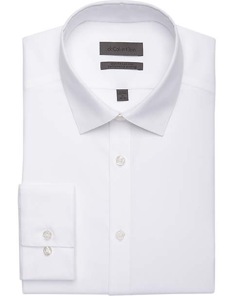 Calvin Klein White Performance Wicking Slim Fit Dress Shirt - Men's ...